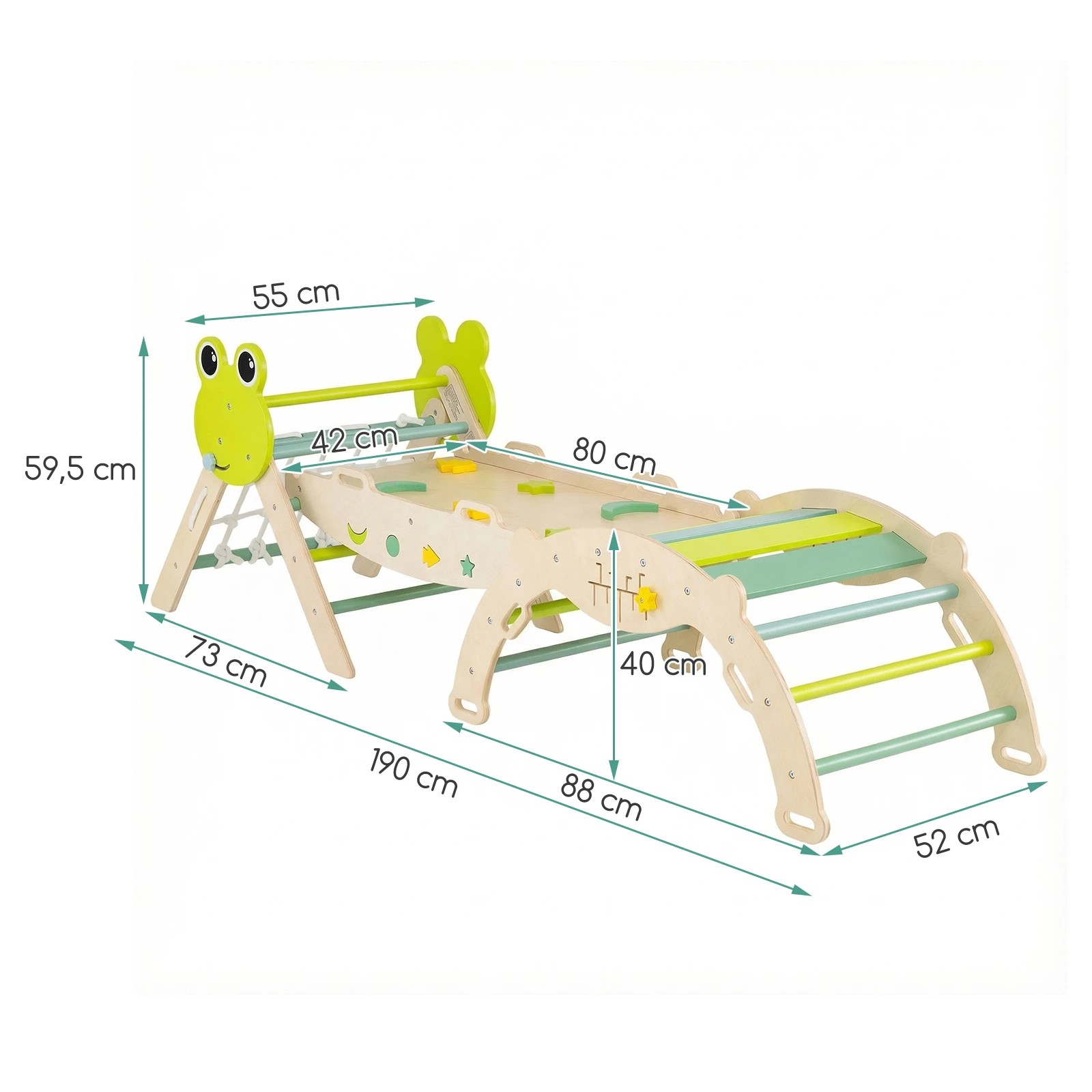 2 Costway Climb Playset 8in1 Wood Triangle Climber Set Arch Ramp - Green, 2 of 2