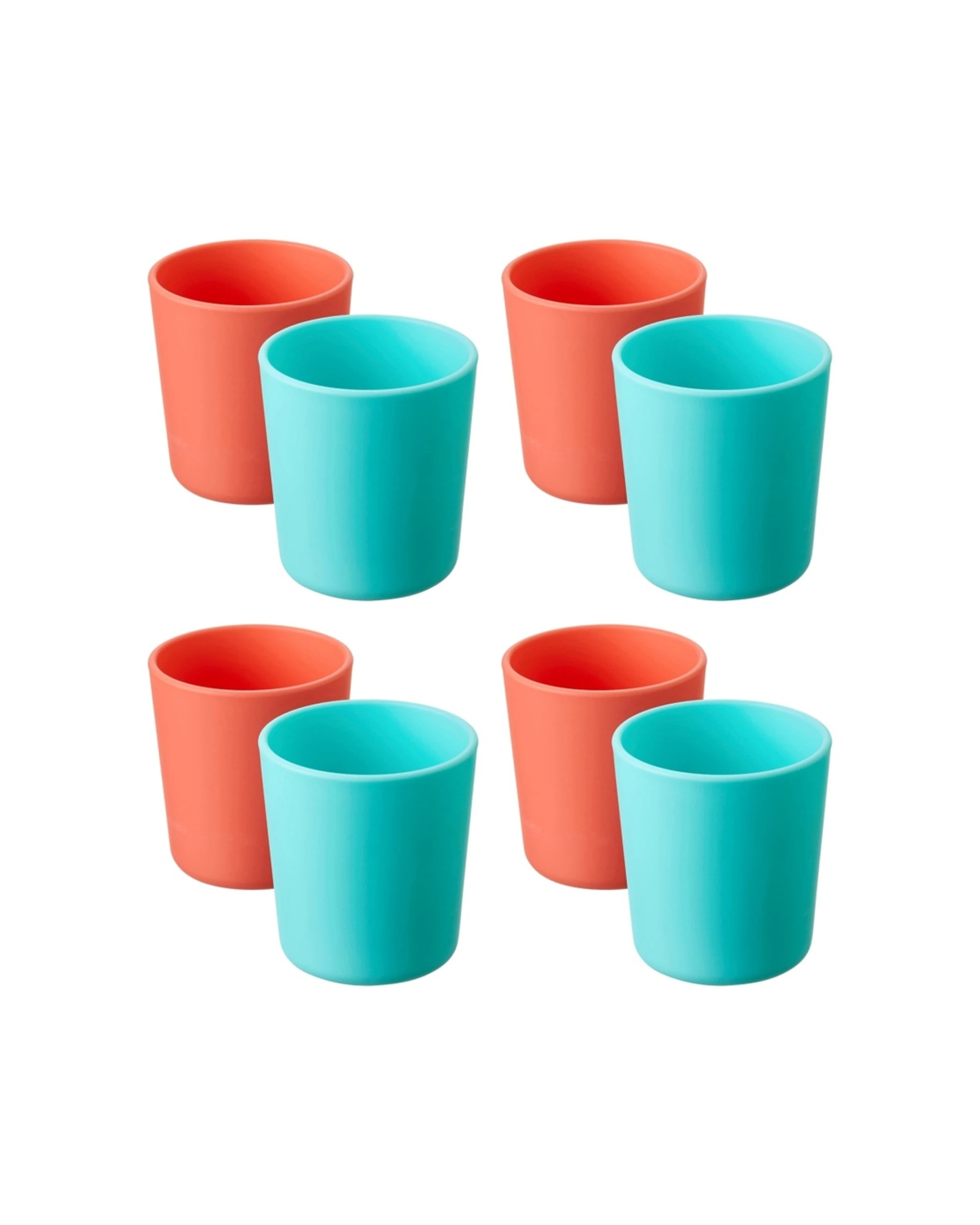 1 Nuby 4x 2pc Brights Tumblers Cup Durable Kids Plastic Dinnerware - Multi, 1 of 2