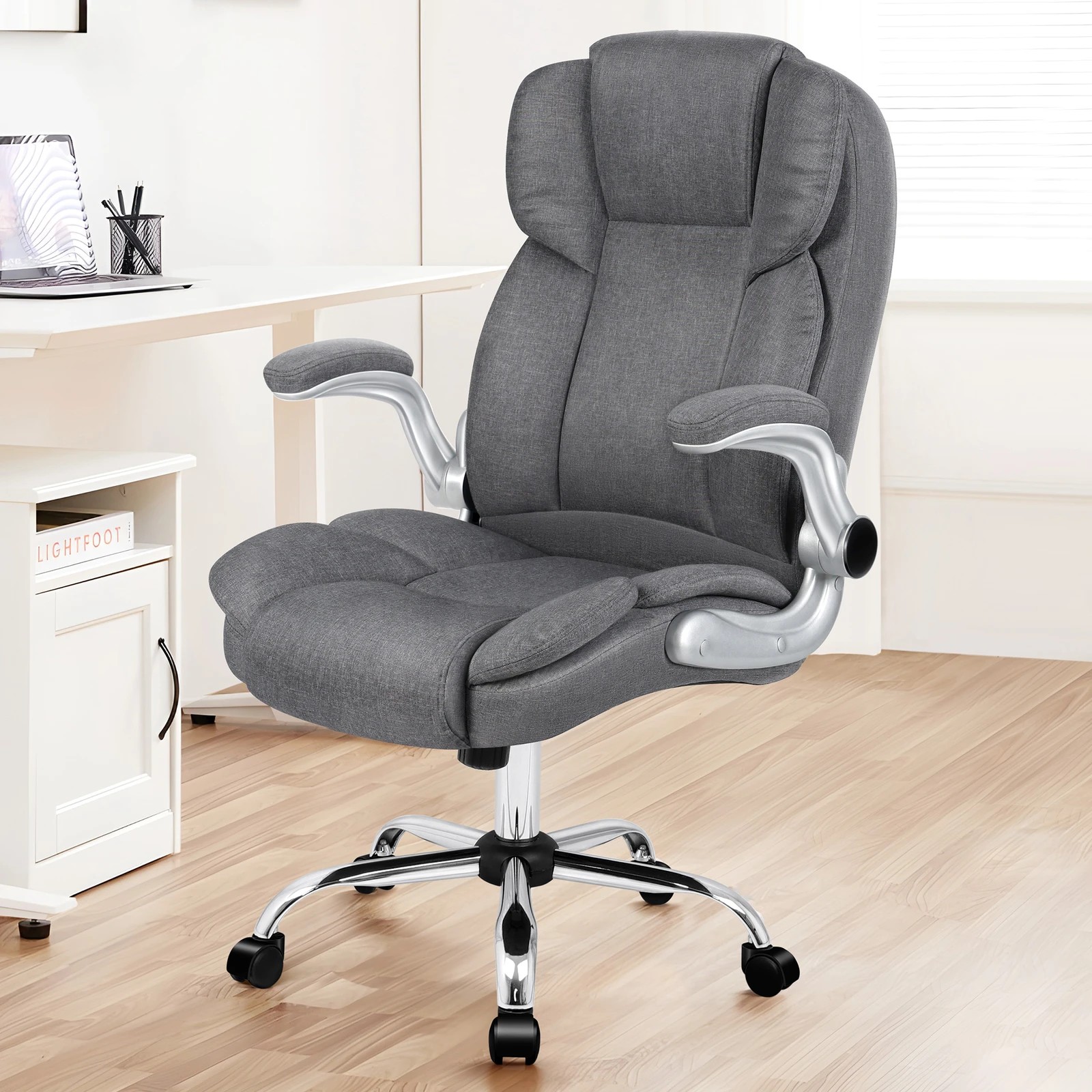 10 Alfordson Office Chair Executive Computer Gaming Racer Fabric Work Seat - Grey, 10 of 10