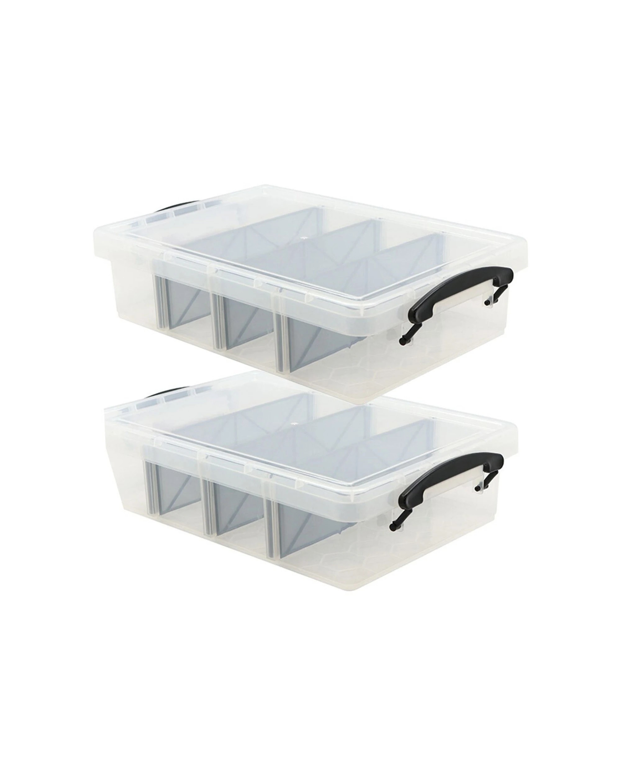 1 BOXSWEDEN Compartment Storer 2PK 4 Section 6 Litre Clip Lock Dividers Plastic - Plain, 1 of 6