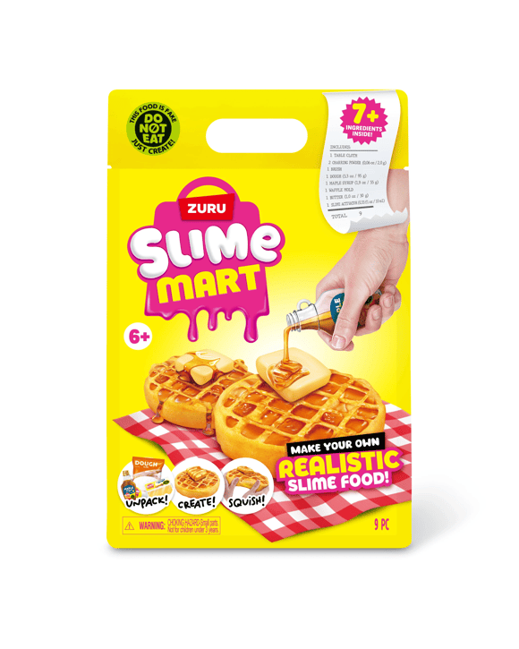 9 Piece Zuru Slime Mart Make Your Own Realistic Slime Food Playset - Waffles