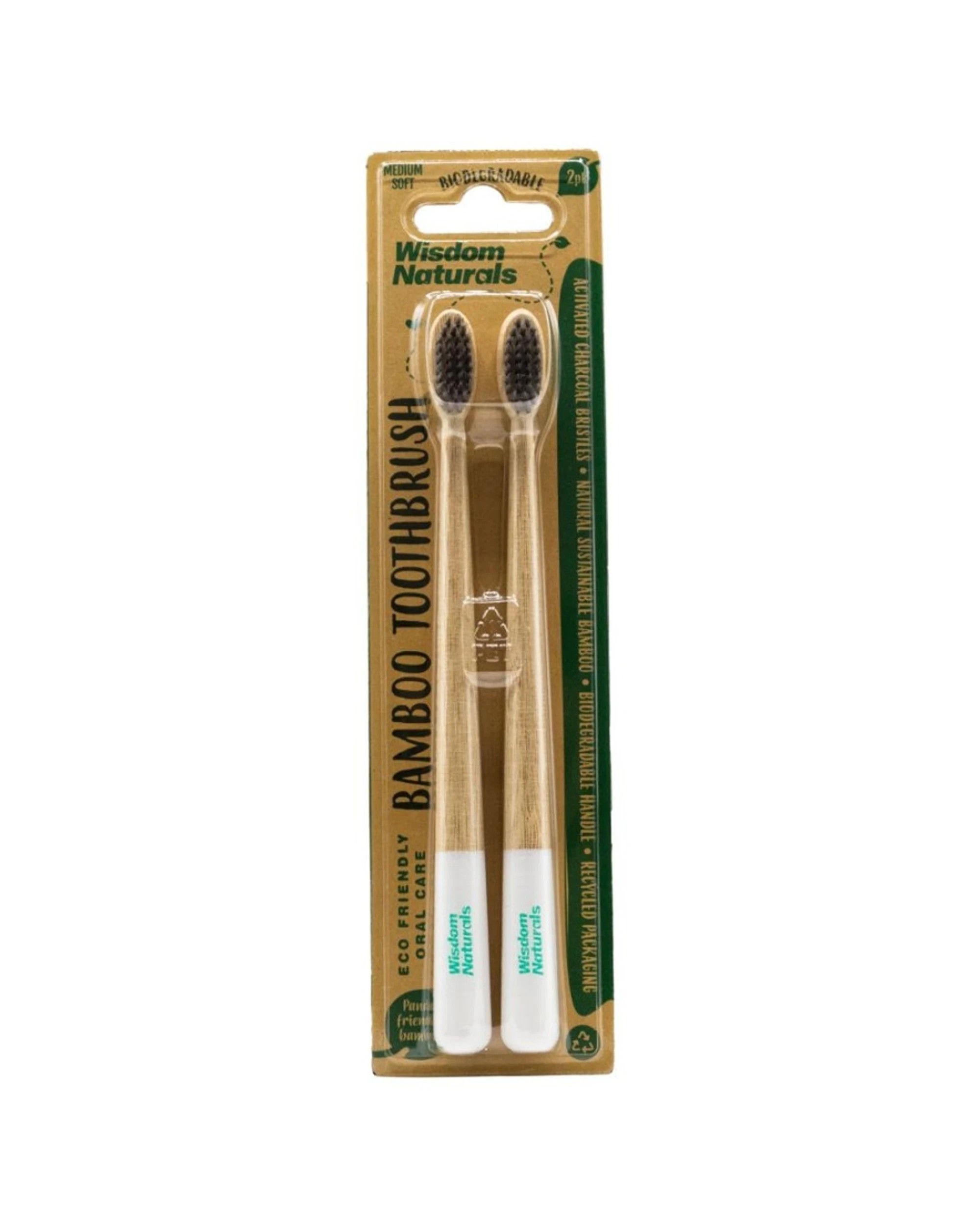 2 Wisdom 24x 2pc Naturals Biodegradable Toothbrushes Bristles Bamboo - Multi, 2 of 3