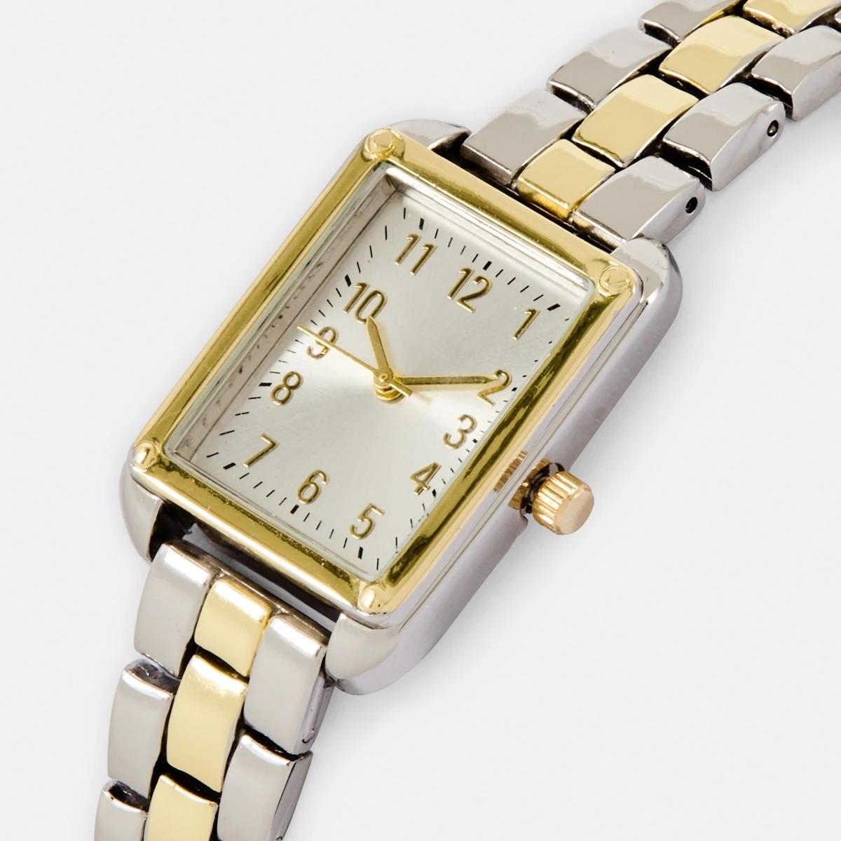 3 Womens Two Tone Square Watch - Silver Tone Silver, 3 of 6