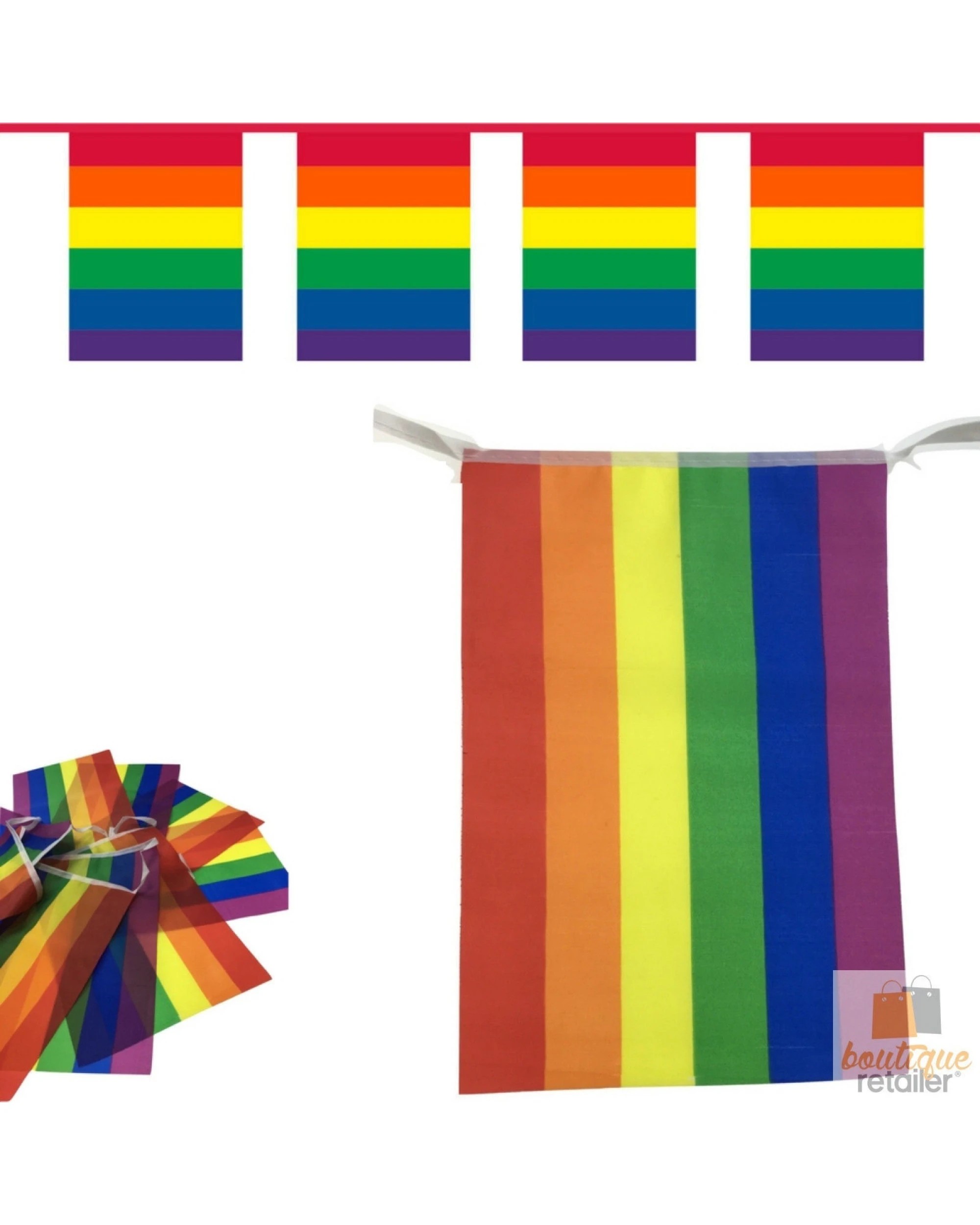 1 BR Costumes Rainbow Bunting Flag Party Banner for Celebrations and Events, 1 of 6