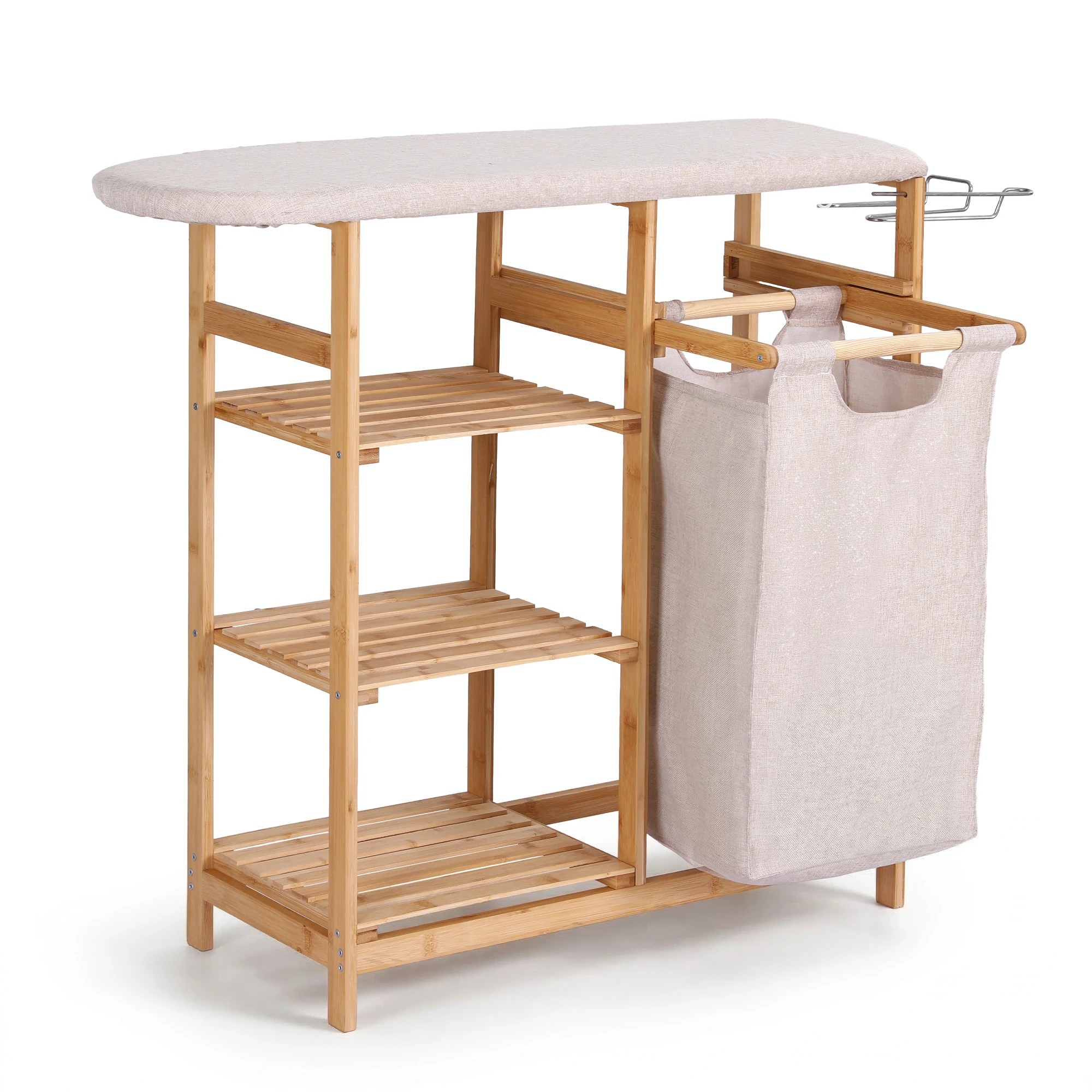 1 Artiss Laundry Hamper Laundry Basket Organizer with Ironing Board - Natural, 1 of 9