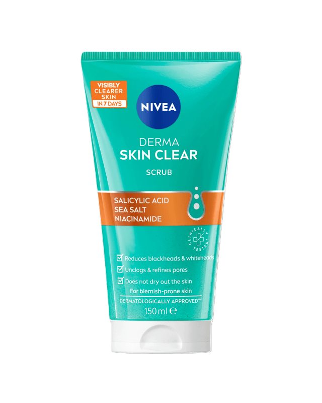 Nivea Derma Skin Clear Scrub 150ml - Salicylic Acid, Sea Salt and Niacina