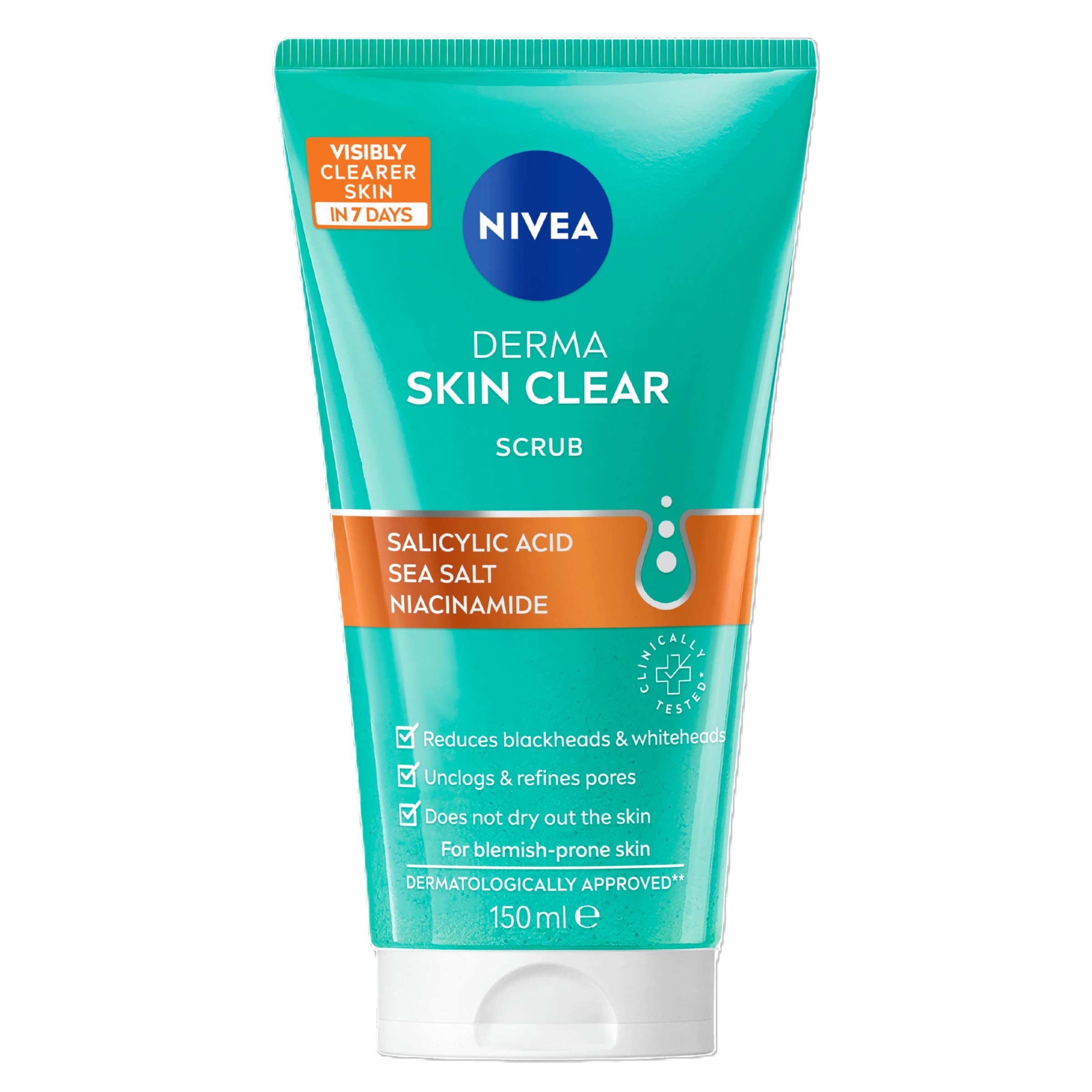 1 Nivea Derma Skin Clear Scrub 150ml - Salicylic Acid, Sea Salt and Niacinamide, 1 of 7