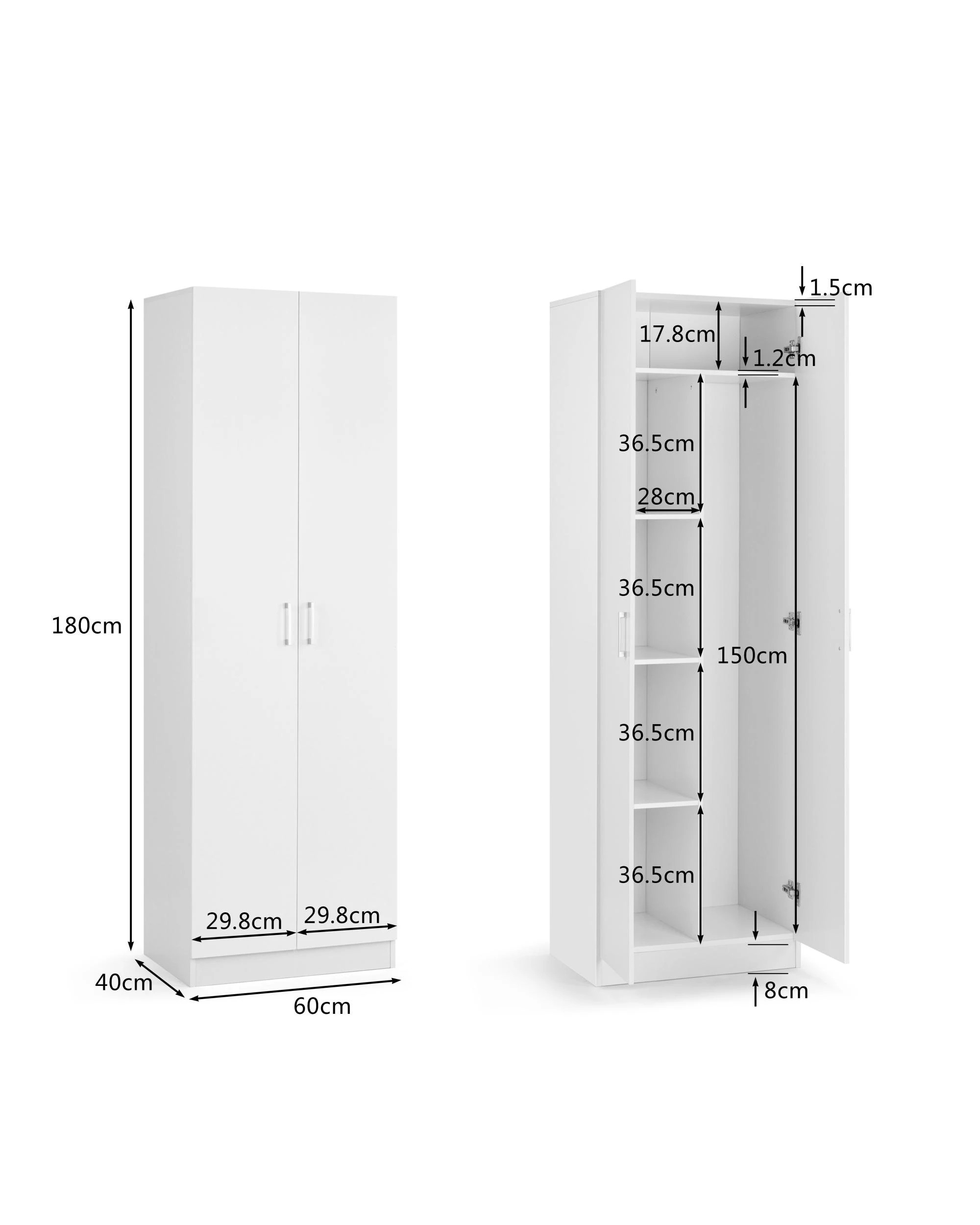 9 Kodu Ivy Broom Cupboard Pantry Storage Cabinet 2 Door 5 Tier Shelf Multipurpose - White, 9 of 9