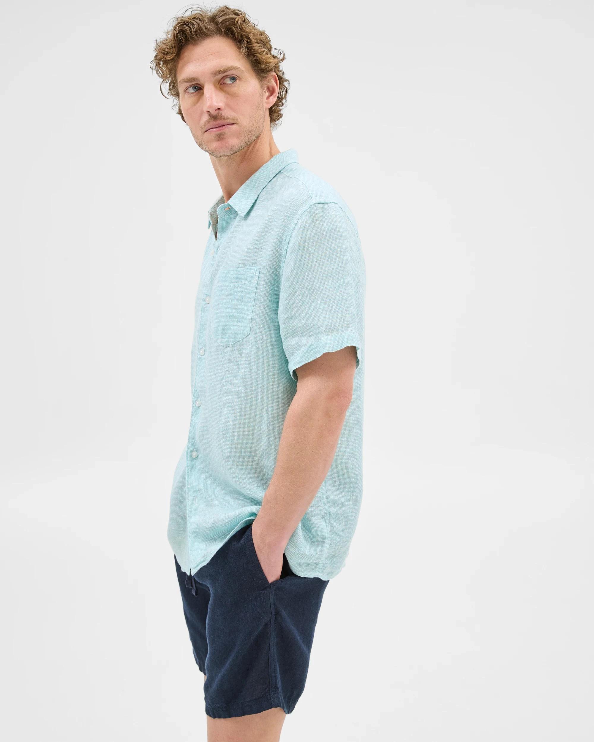 3 Target European Linen Textured Shirt AQUA, 3 of 7