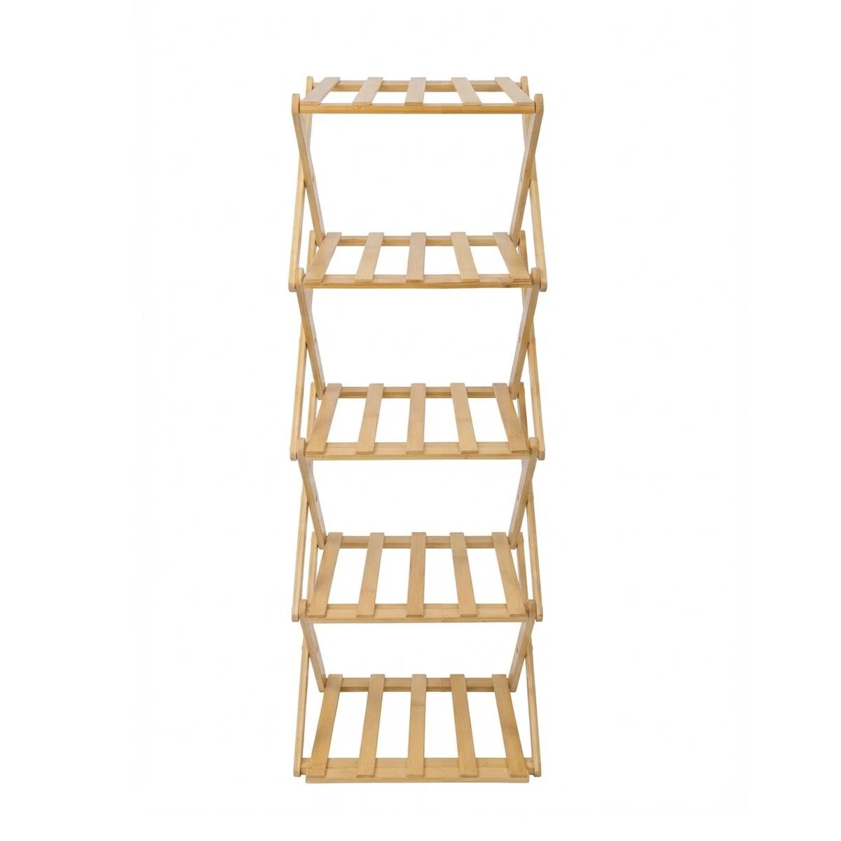 1 AUSWAY Folding Shoe Rack Storage Shelf Collapsible Organiser Bamboo, 1 of 5