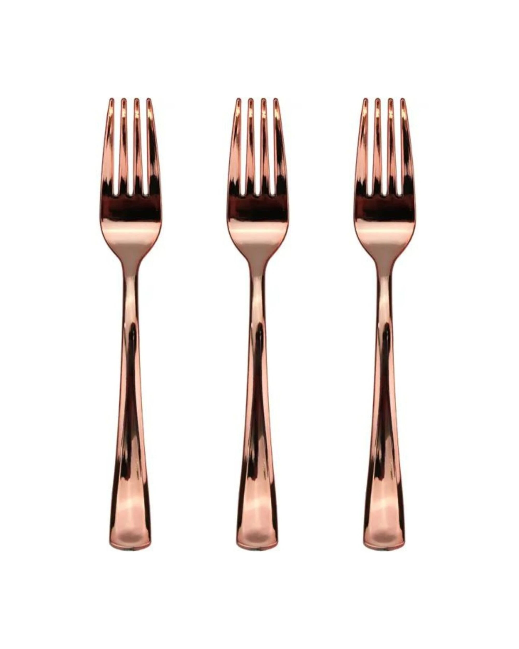 1 Partyware Rose Gold Reusable Plastic Forks Pack Of 12 - Rose Gold, 1 of 2