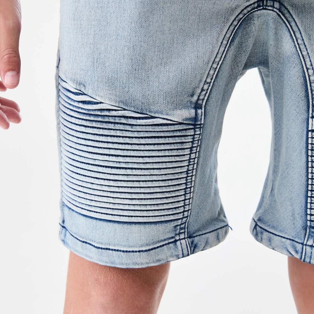 3 Pull On Denim Moto Shorts LIGHT STRETCH DENIM, 3 of 7