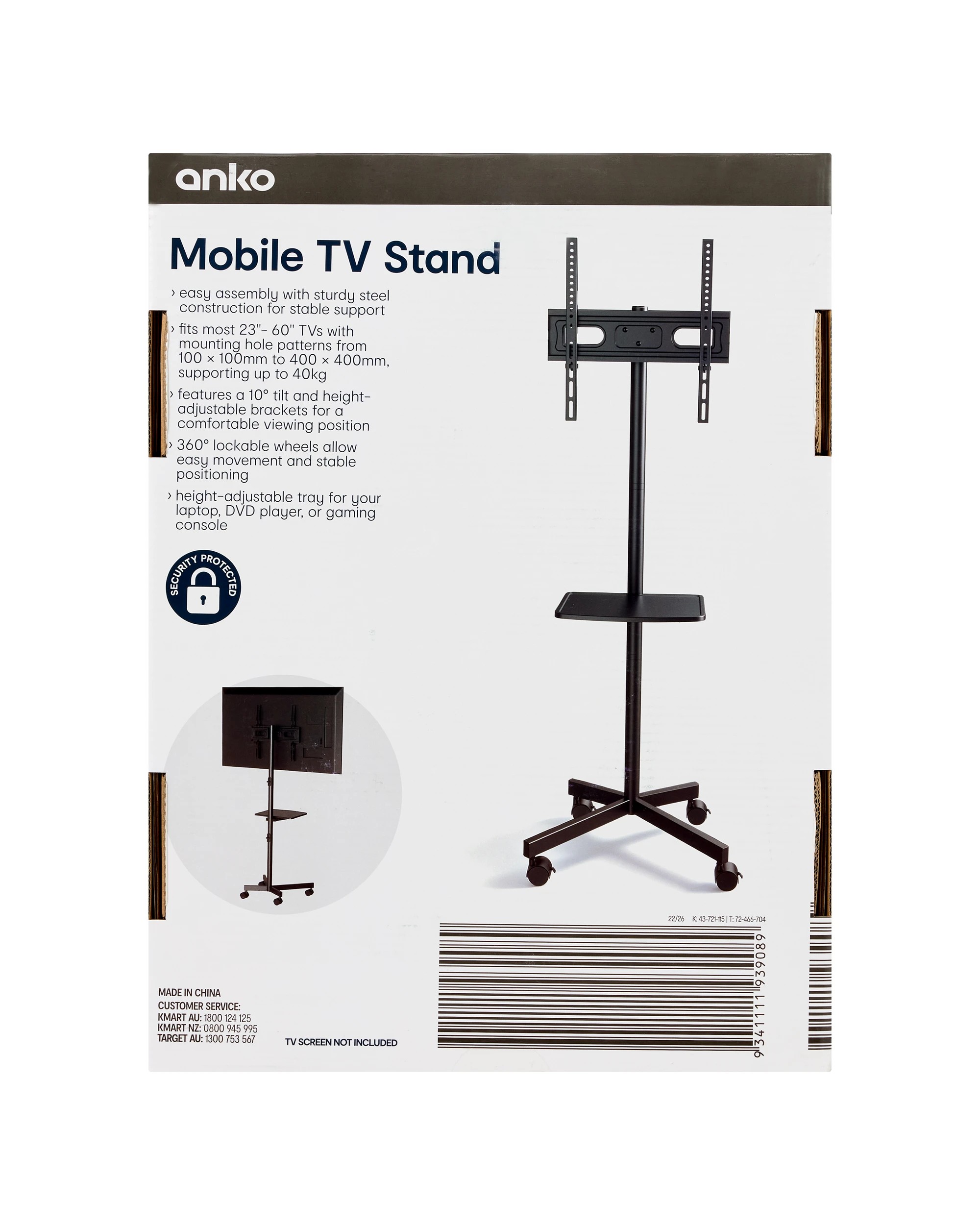 10 Rolling TV Stand - Black, 10 of 10