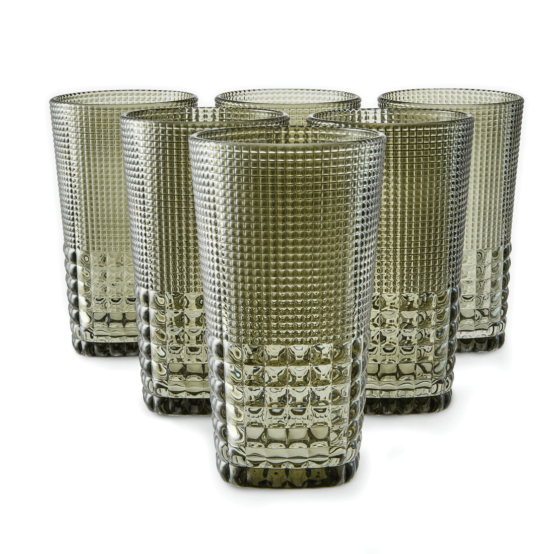 1 6 Green Beaded Highball Glasses, 1 of 6
