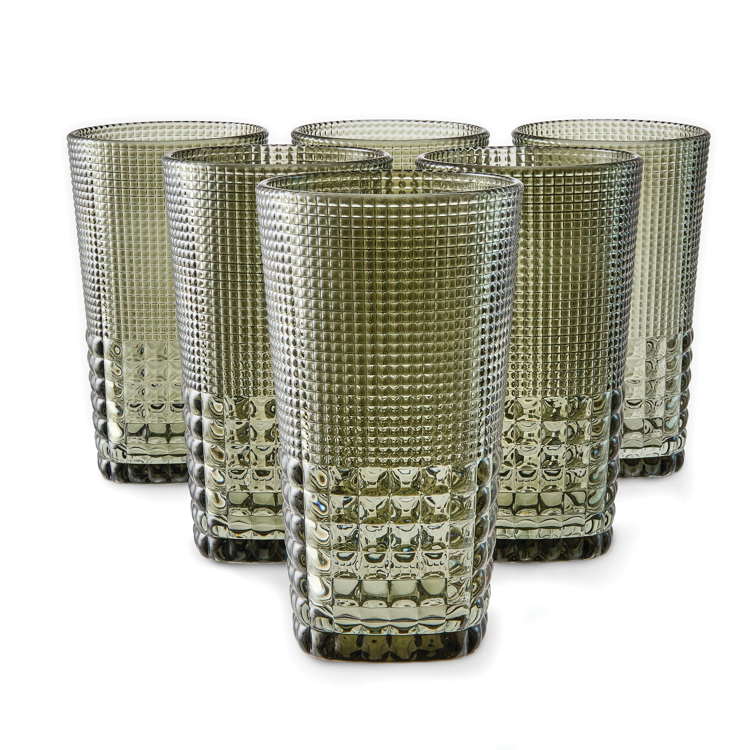 1 6 Green Beaded Highball Glasses, 1 of 6