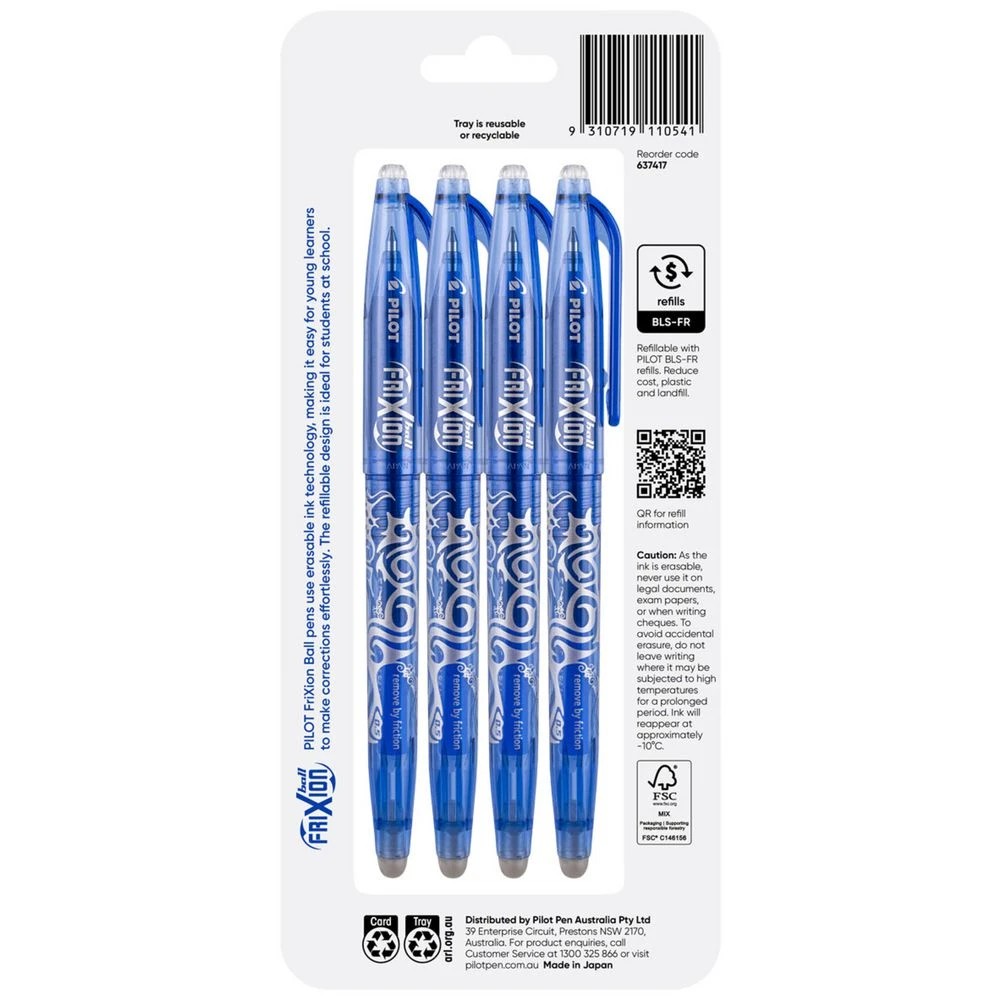 2 PILOT FriXion Ball Gel Pen 0.5mm Blue 4 Pack, 2 of 8
