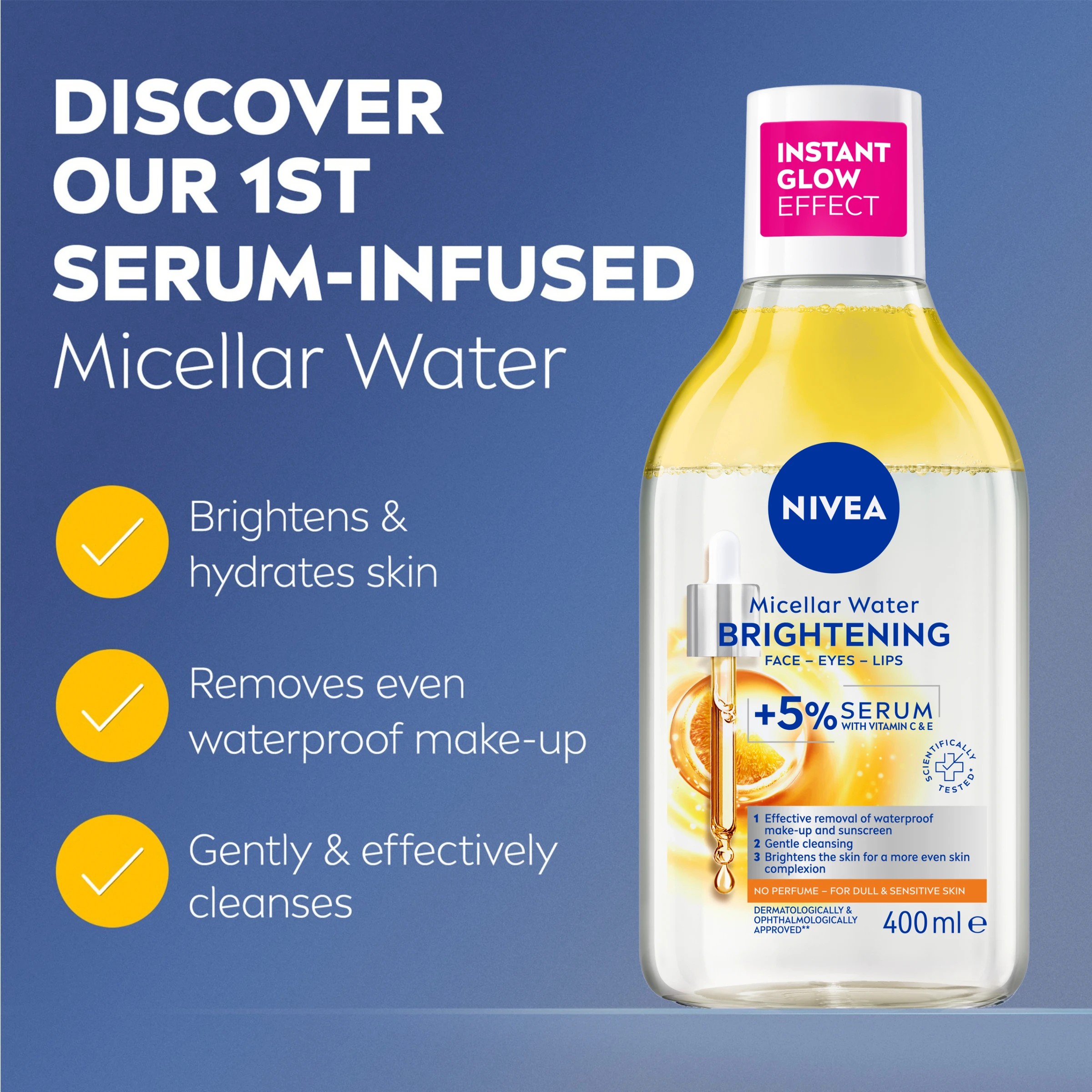4 Nivea Brightening Micellar Water 400ml - 5% Serum with Vitamin E and C and Amino Acid Complex, 4 of 7