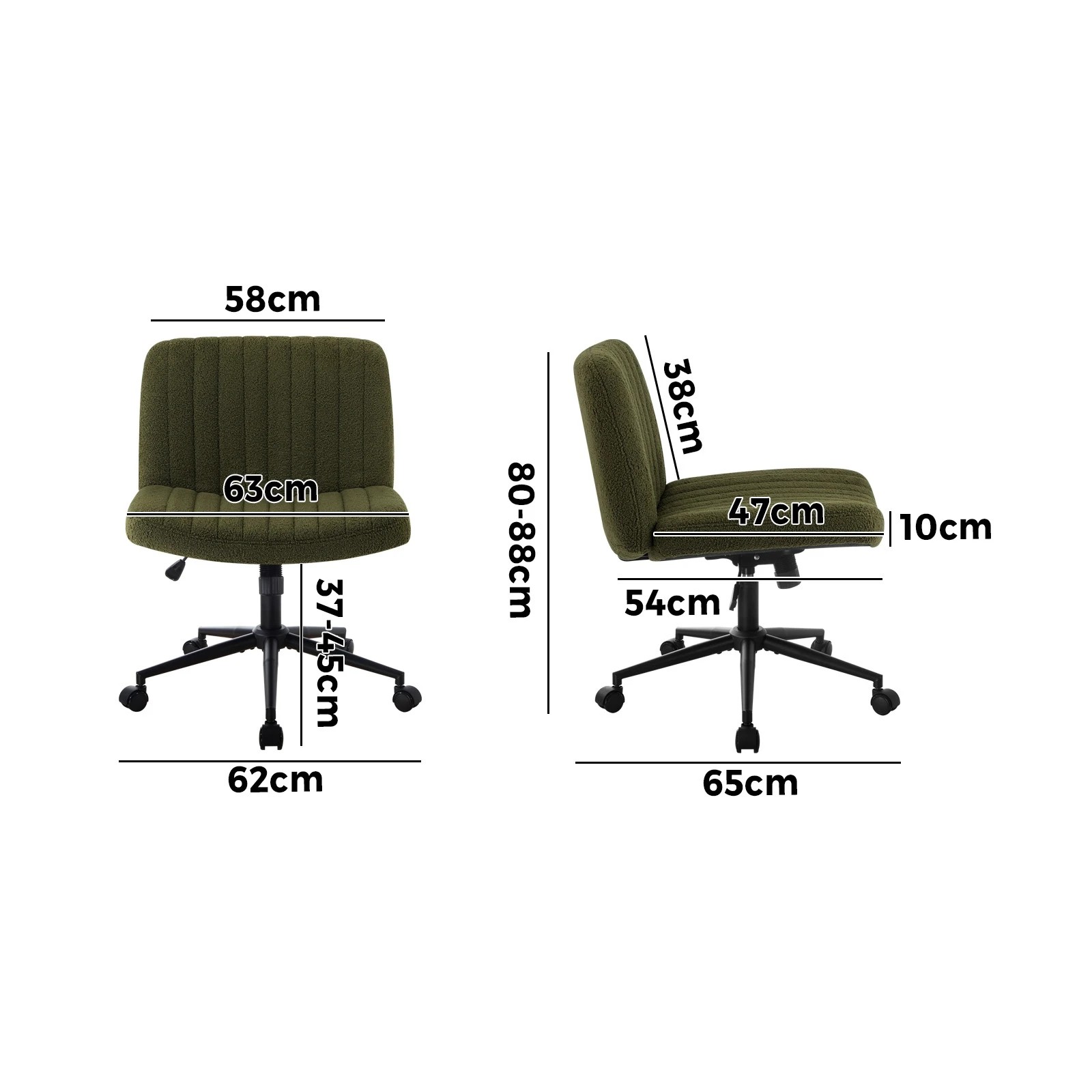 10 Oikiture Armless Office Desk Chair Sherpa
 - Green, 10 of 10