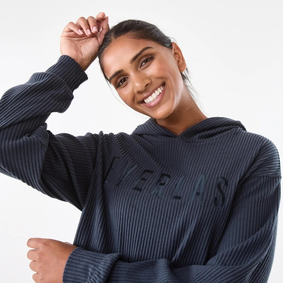5 Everlast Womens Ribbed Luxe Hoodie Wshed Navy, 5 of 6