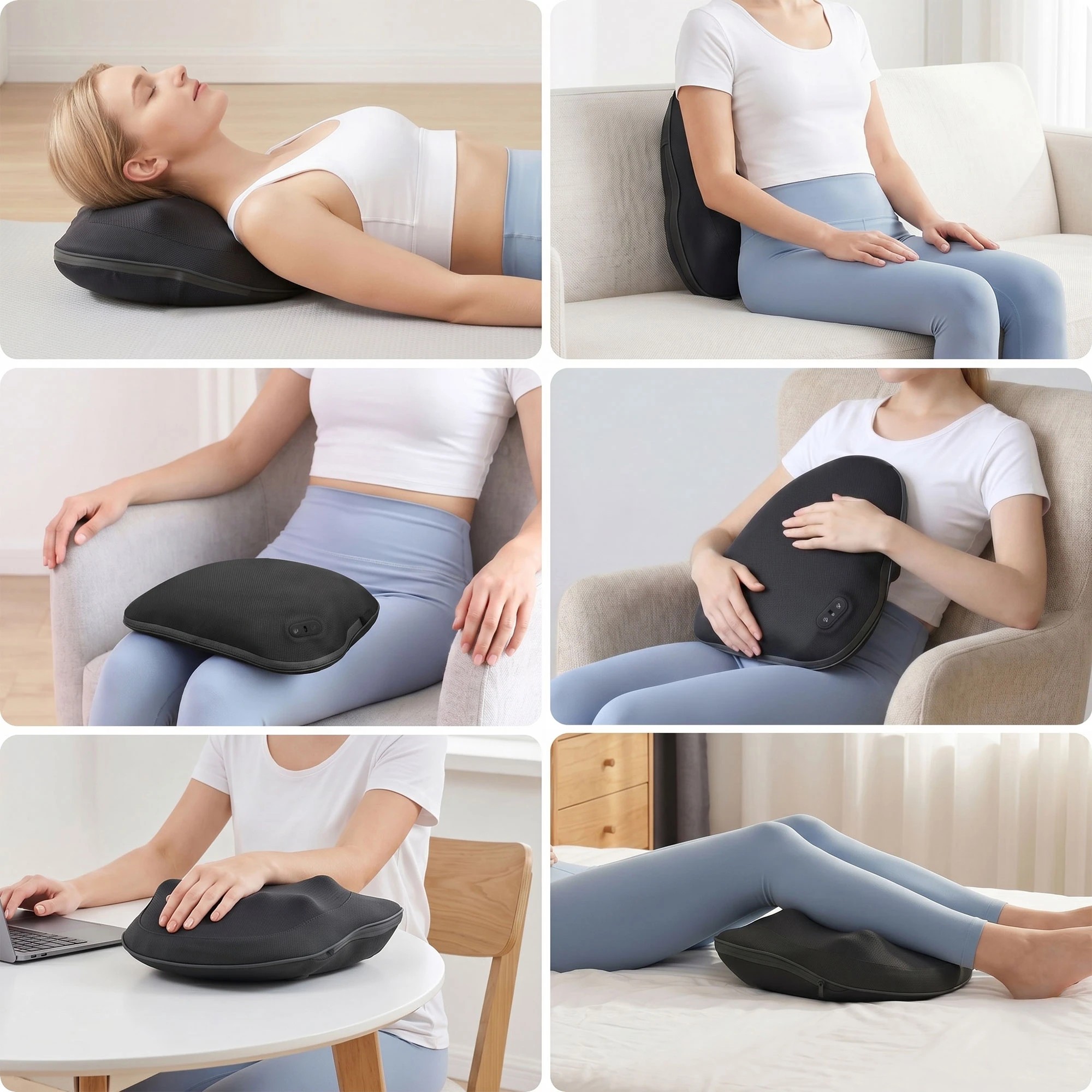4 Livemor Back Massager with Heat, Cordless Neck & Shoulder Massage Pillow for Pain Relief - Black, 4 of 7
