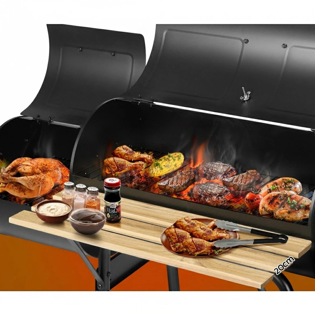 3 Grillz BBQ Grill 2-In-1 Offset Smoker - Black, 3 of 7