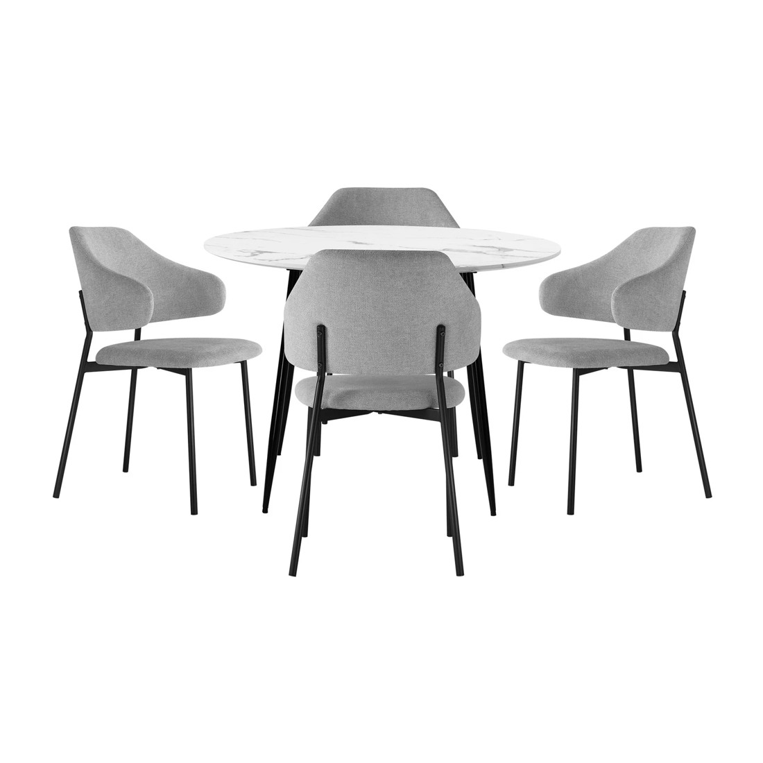 8 Oikiture 110cm Round Dining Table With 4pcs Dining Chairs Accent Fabric
 - Multi, 8 of 10
