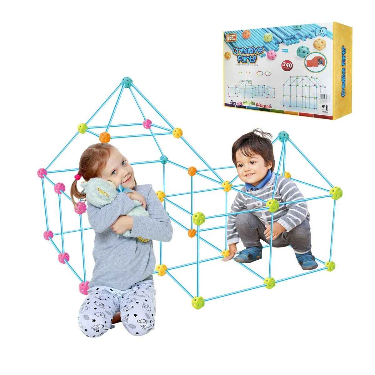 5 AUSWAY DIY Fort Building Kit 340pcs Construction Castle Builder, 5 of 5