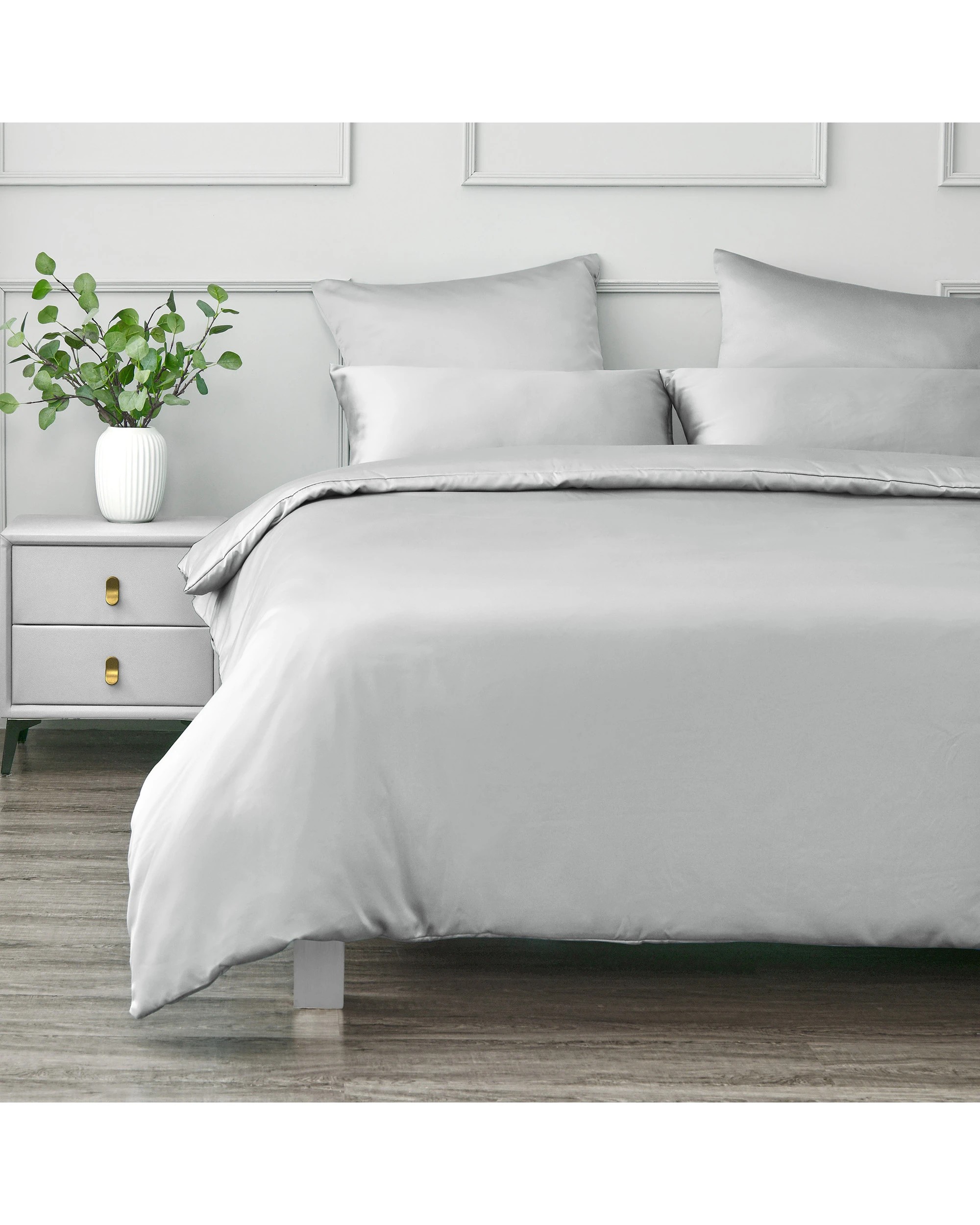 2 Dreamaker Matte Satin Quilt Cover Set - King Single Bed - Grey, 2 of 6