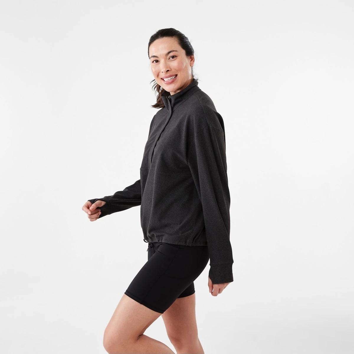 2 Active Womens Half Zip Mid Layer Sweatshirt BLACK, 2 of 7