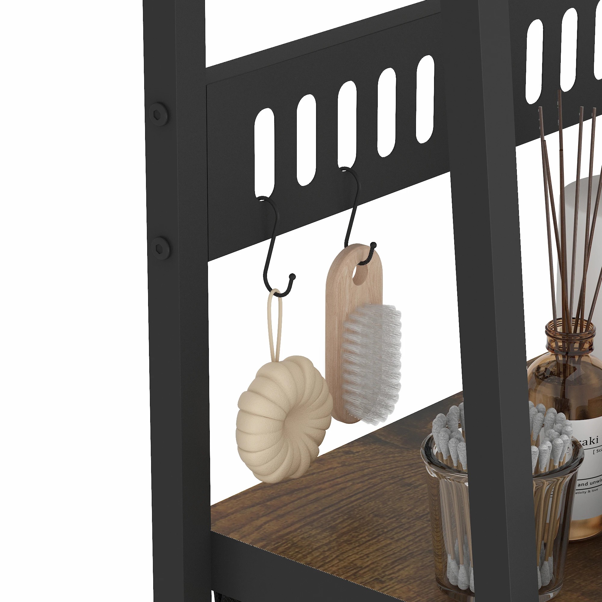 5 Advwin 54L Laundry Hamper with Wheels Shelves Hooks - Brown, 5 of 9