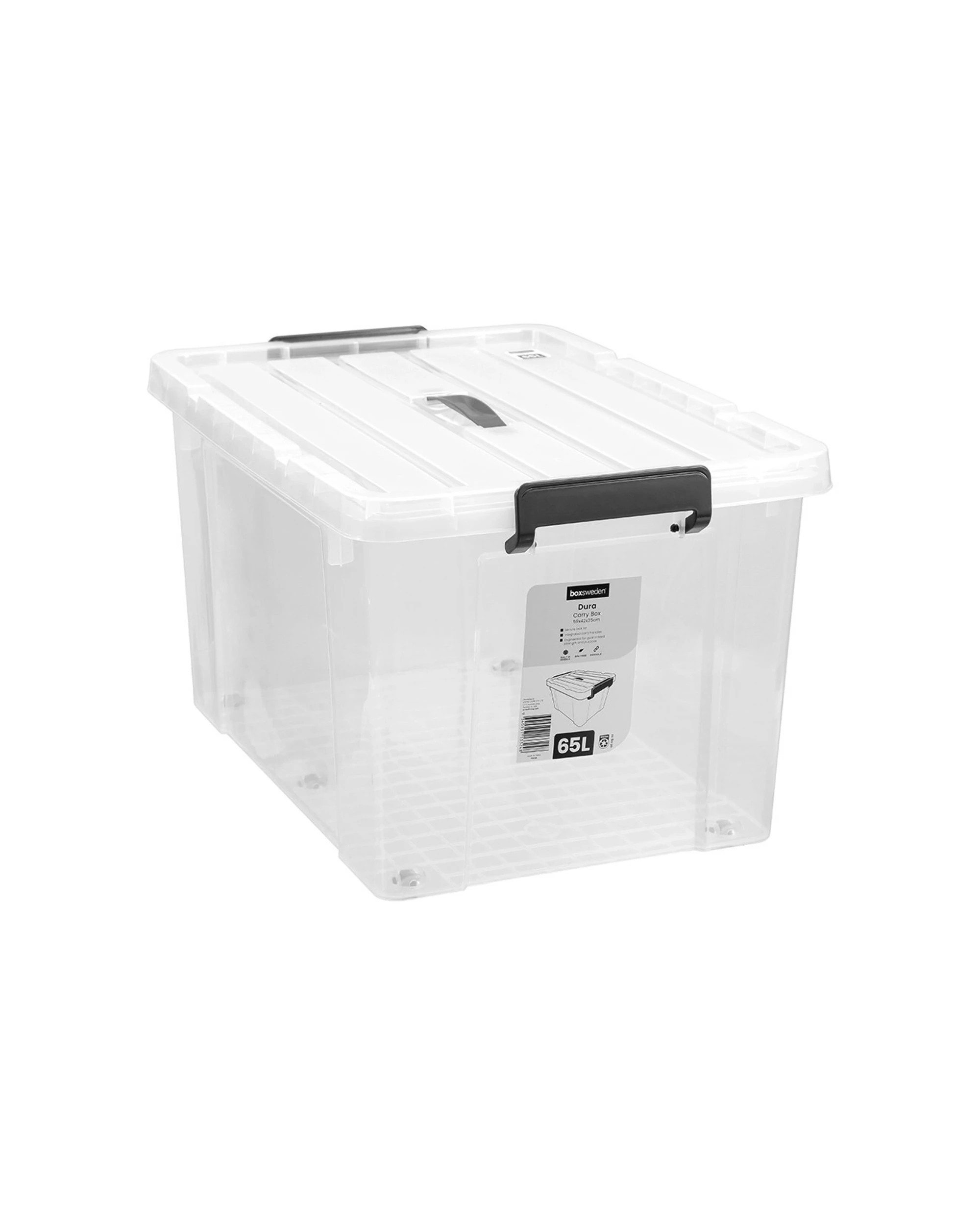 5 BOXSWEDEN Dura 59cm 65L Carry Box With Wheels Lid Secure Lock Durable Plastic
 - white, 5 of 5