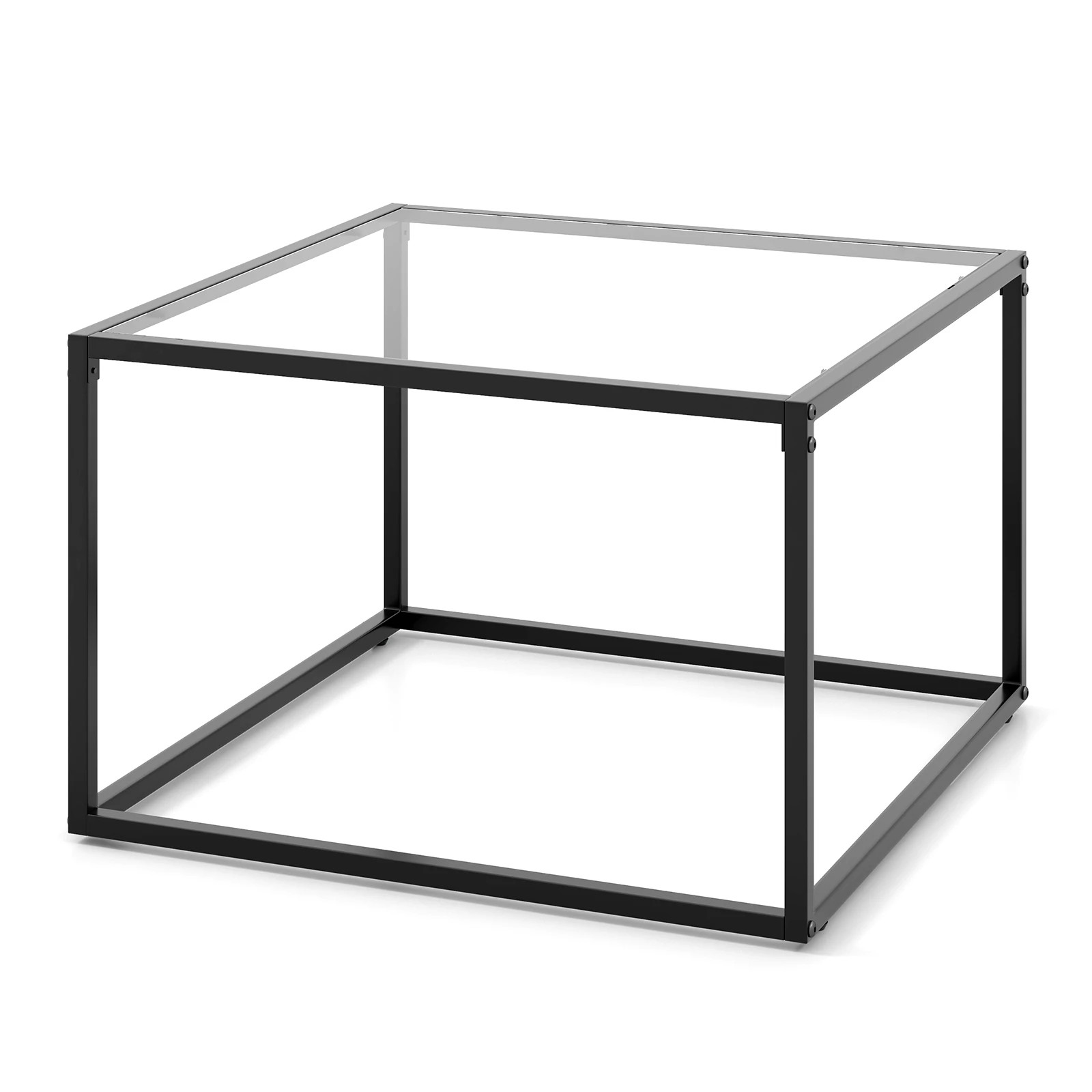 1 Costway 2-Tier Coffee Table Square Side Table Glass Tabletop, 1 of 4