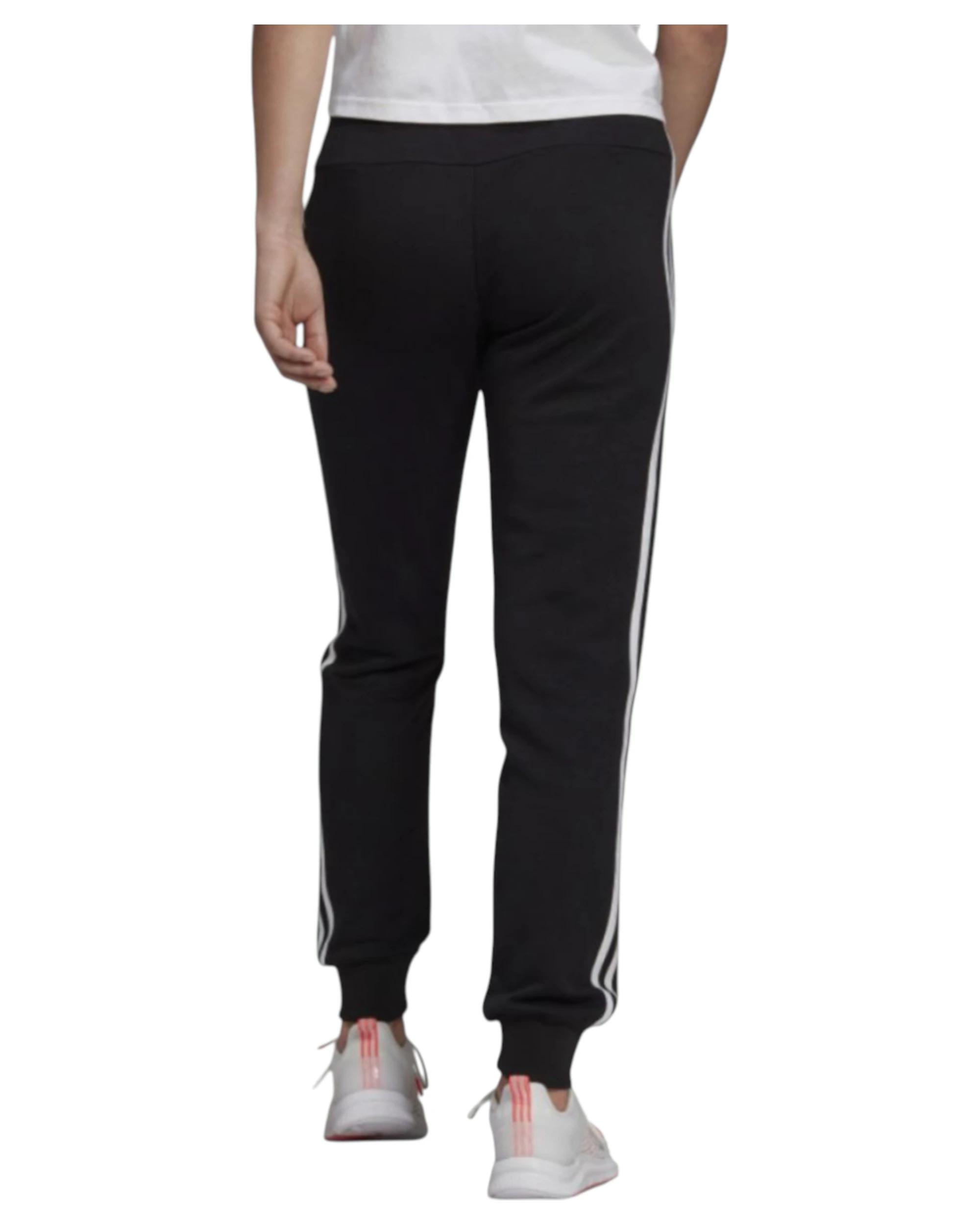 4 Adidas Womens Essentials French Terry Logo 3-Stripes Black/ White Pants Black, 4 of 7
