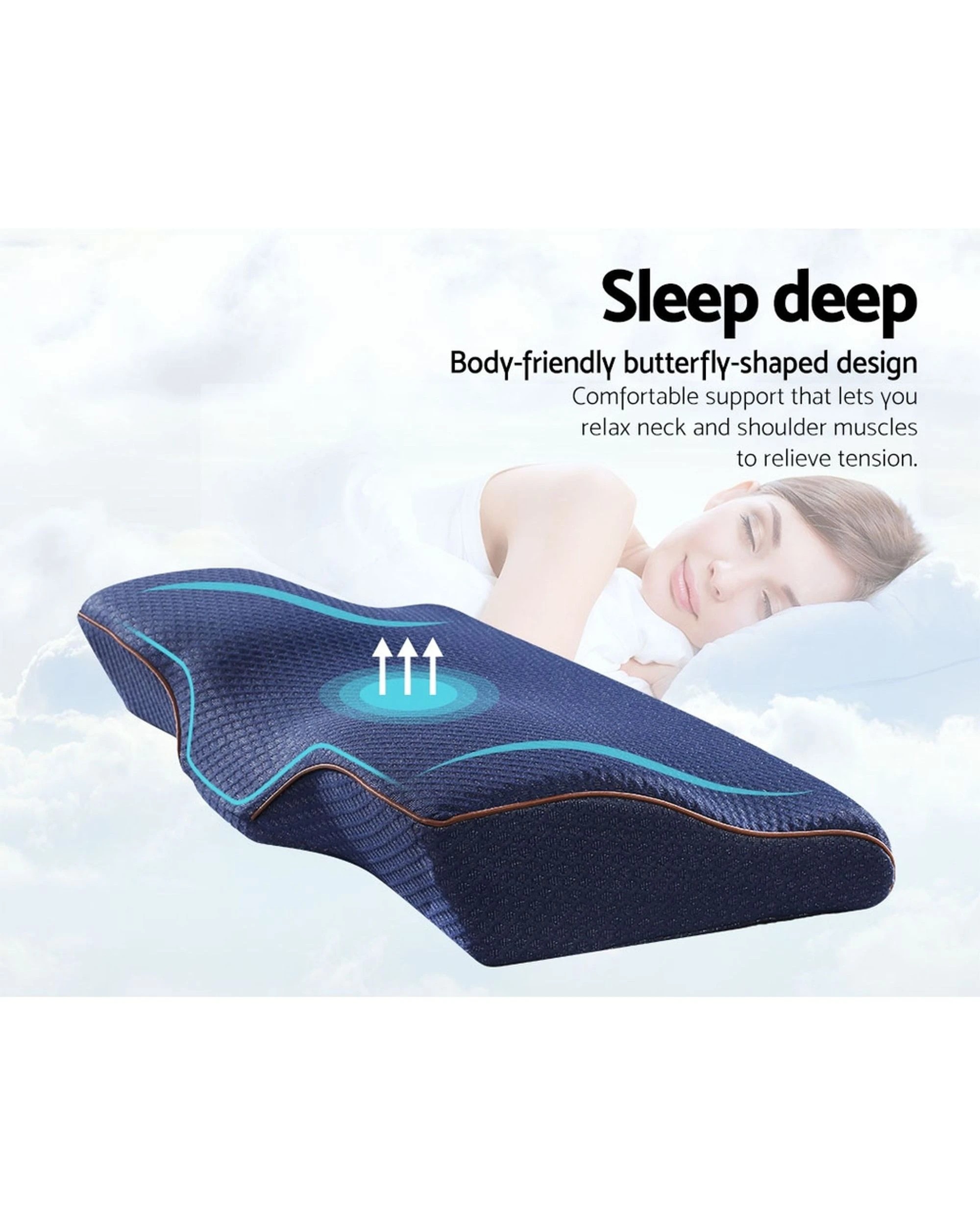 3 Giselle Bedding Memory Foam Contour Pillow
 - Blue, 3 of 3