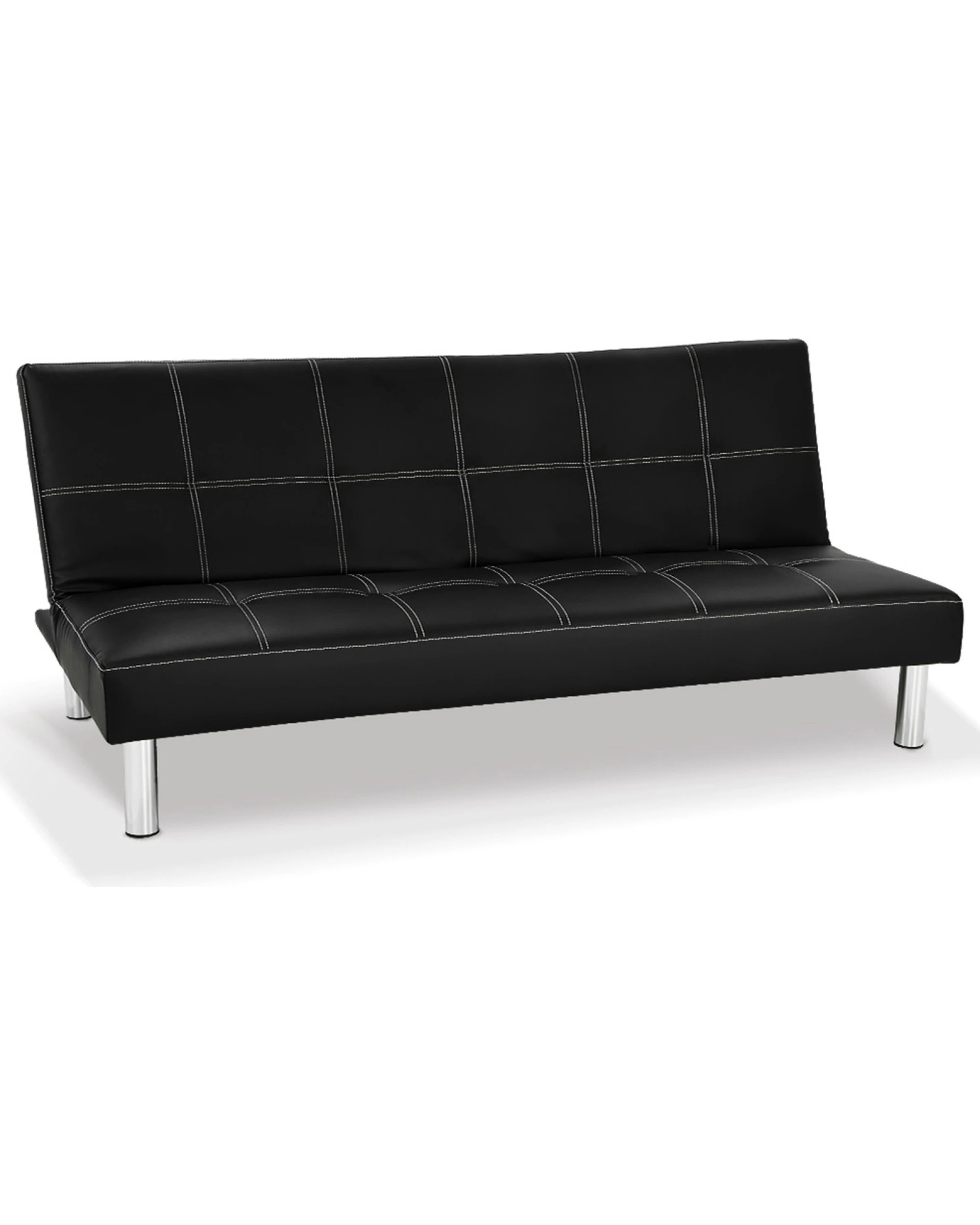 2 Sarantino 3 Seater Faux Leather Sofa Bed Couch - Black, 2 of 6