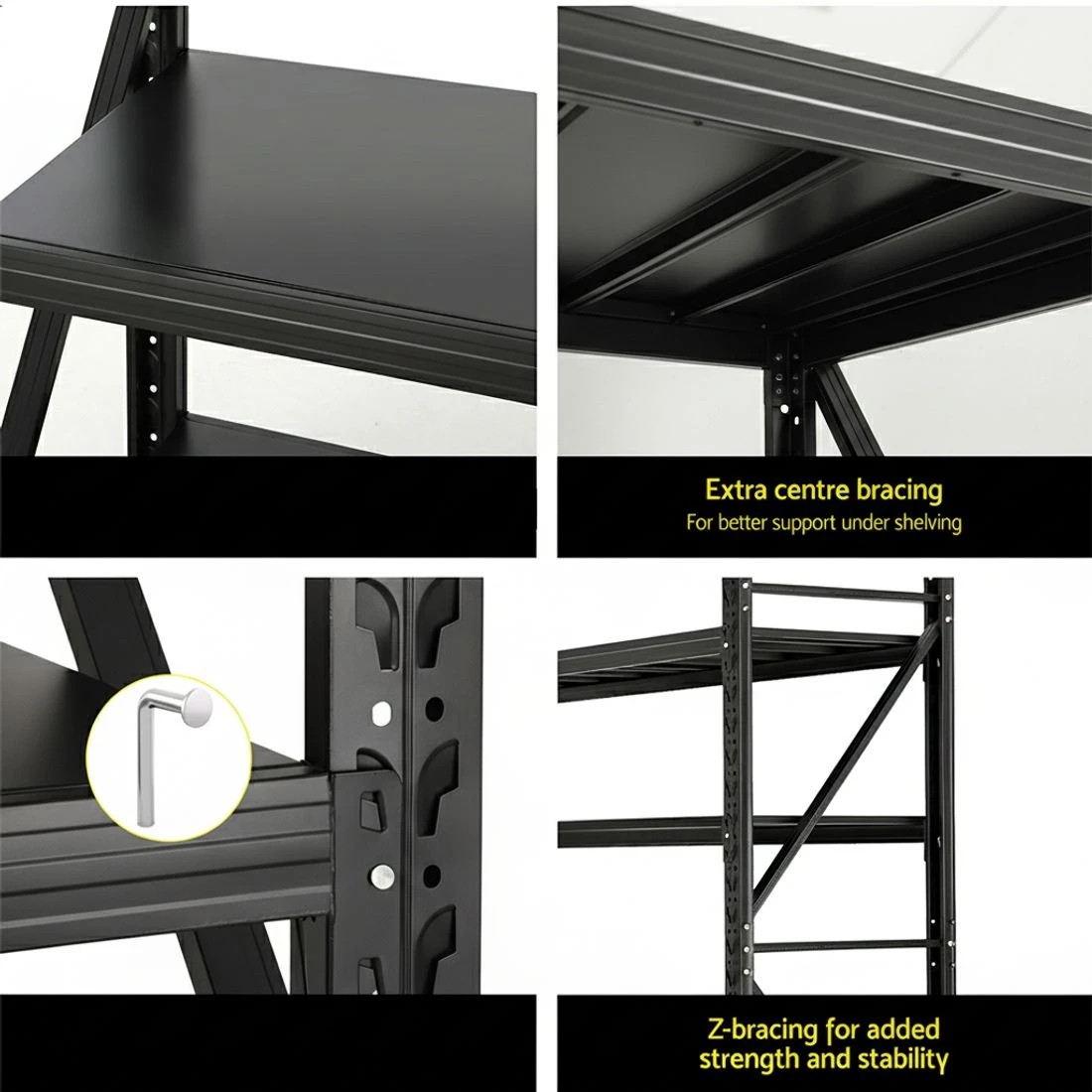 6 Giantz 2Mx1.8M Garage Shelving Warehouse Rack Pallet Racking Storage Shelf - Black, 6 of 6