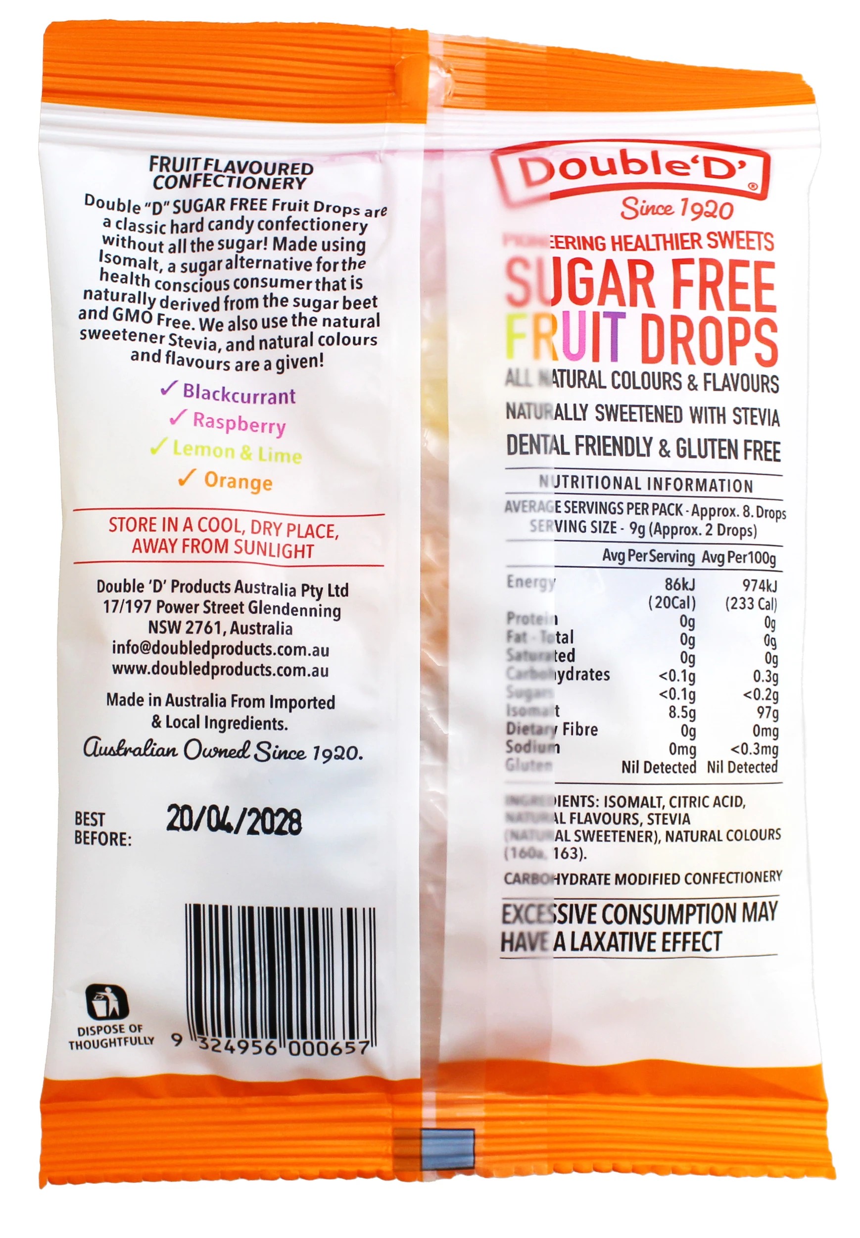 2 Double 'D' Sugar Free Fruit Drops 70g, 2 of 2
