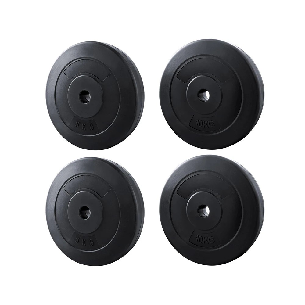 1 Everfit 30kg Barbell Weight Plates - Black, 1 of 6