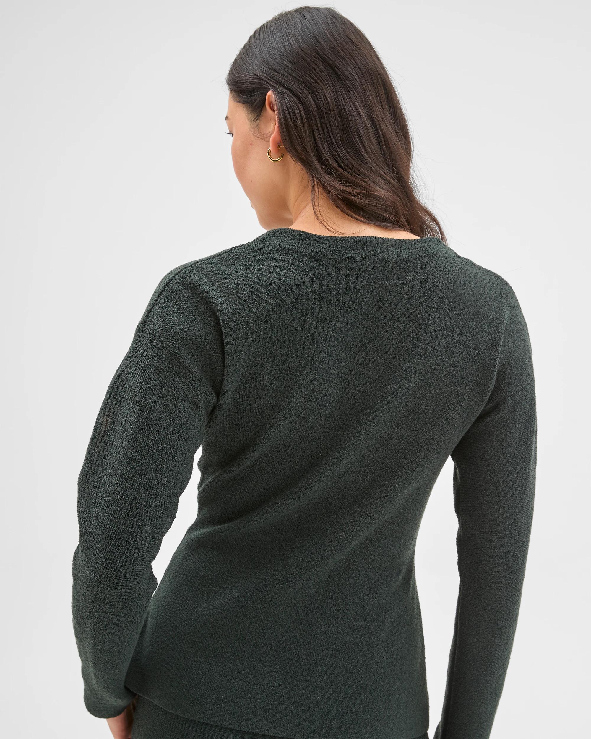 6 Target Woman Black Boucle Cocoon Long Sleeve Cardigan MID JADE, 6 of 6