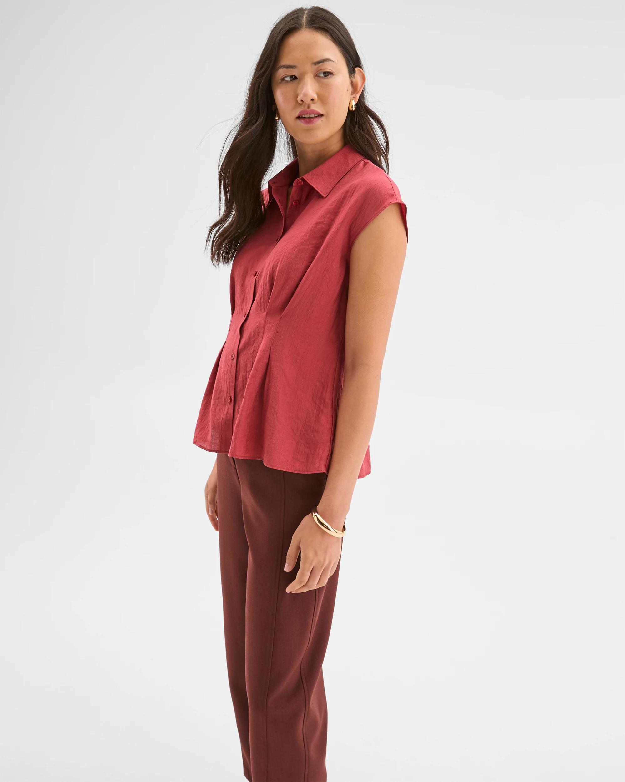5 Preview Sleeveless Waist Tuck Shirt POMEGRANATE, 5 of 7