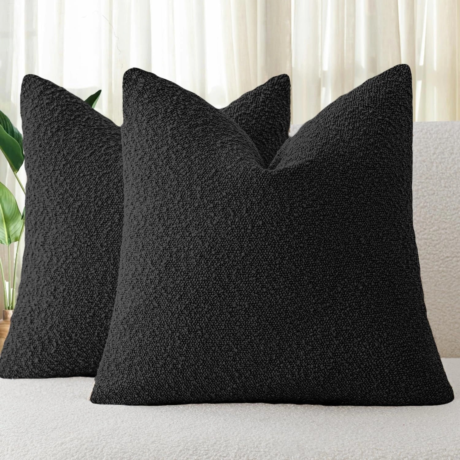 1 Gioia Casa 2-Pack Bouclé Cushion Covers 45x45cm - Black, 1 of 3