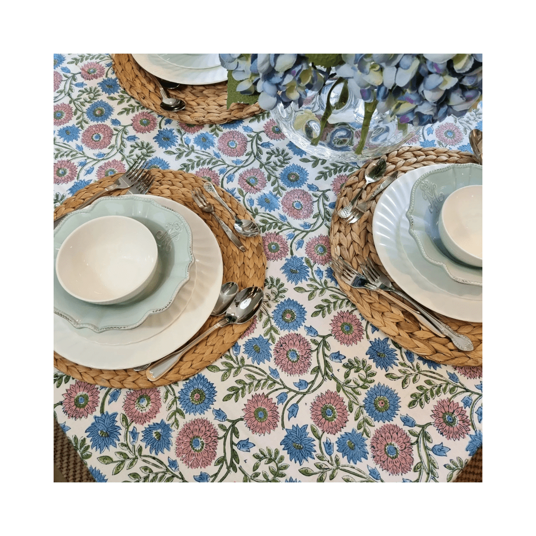 6 Kolka Kumudani Hand Block-Printed Tablecloth - Pink, 6 of 8