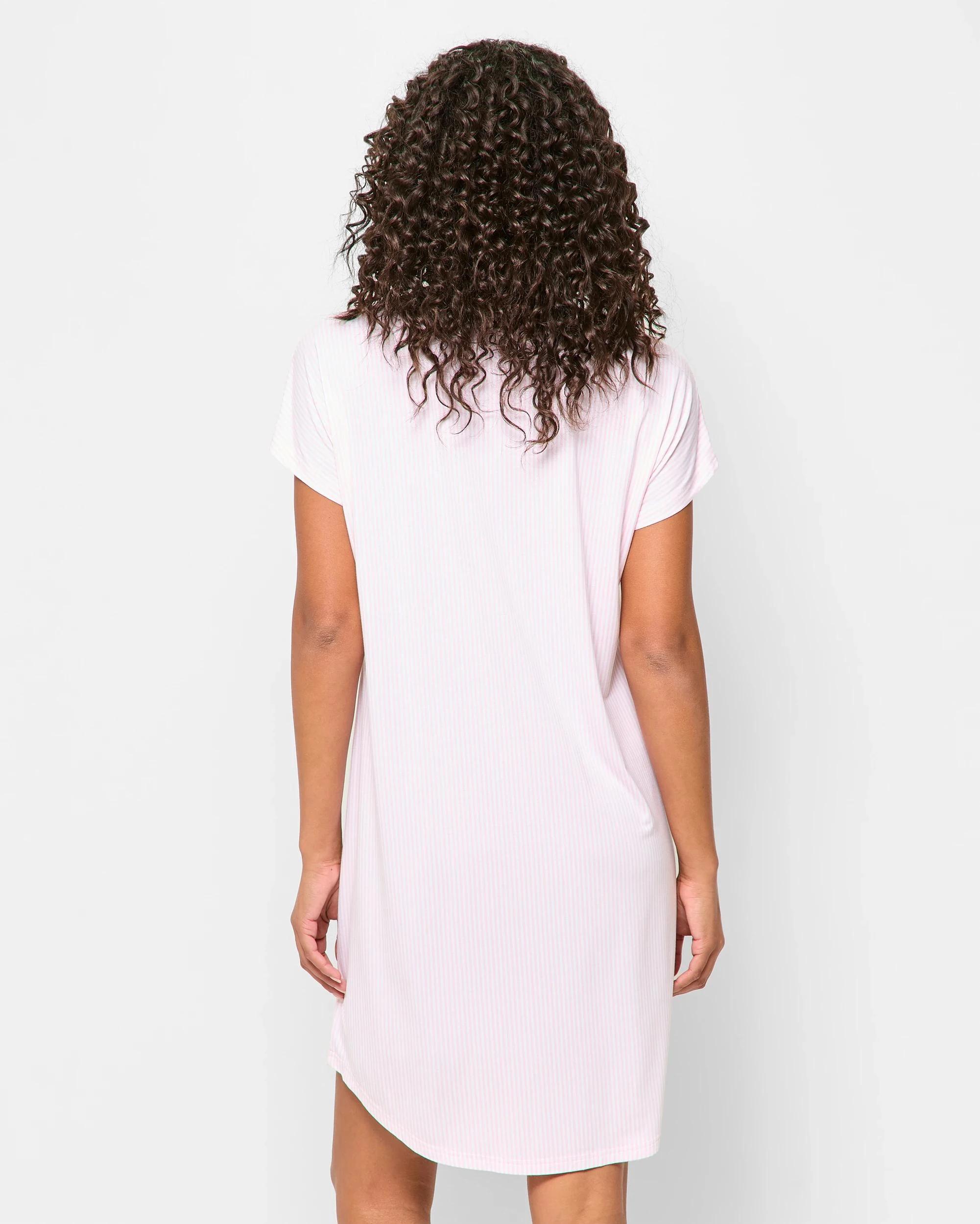4 Target Soft Comfort Bamboo T-Shirt Nightie PINK STRIPE, 4 of 5