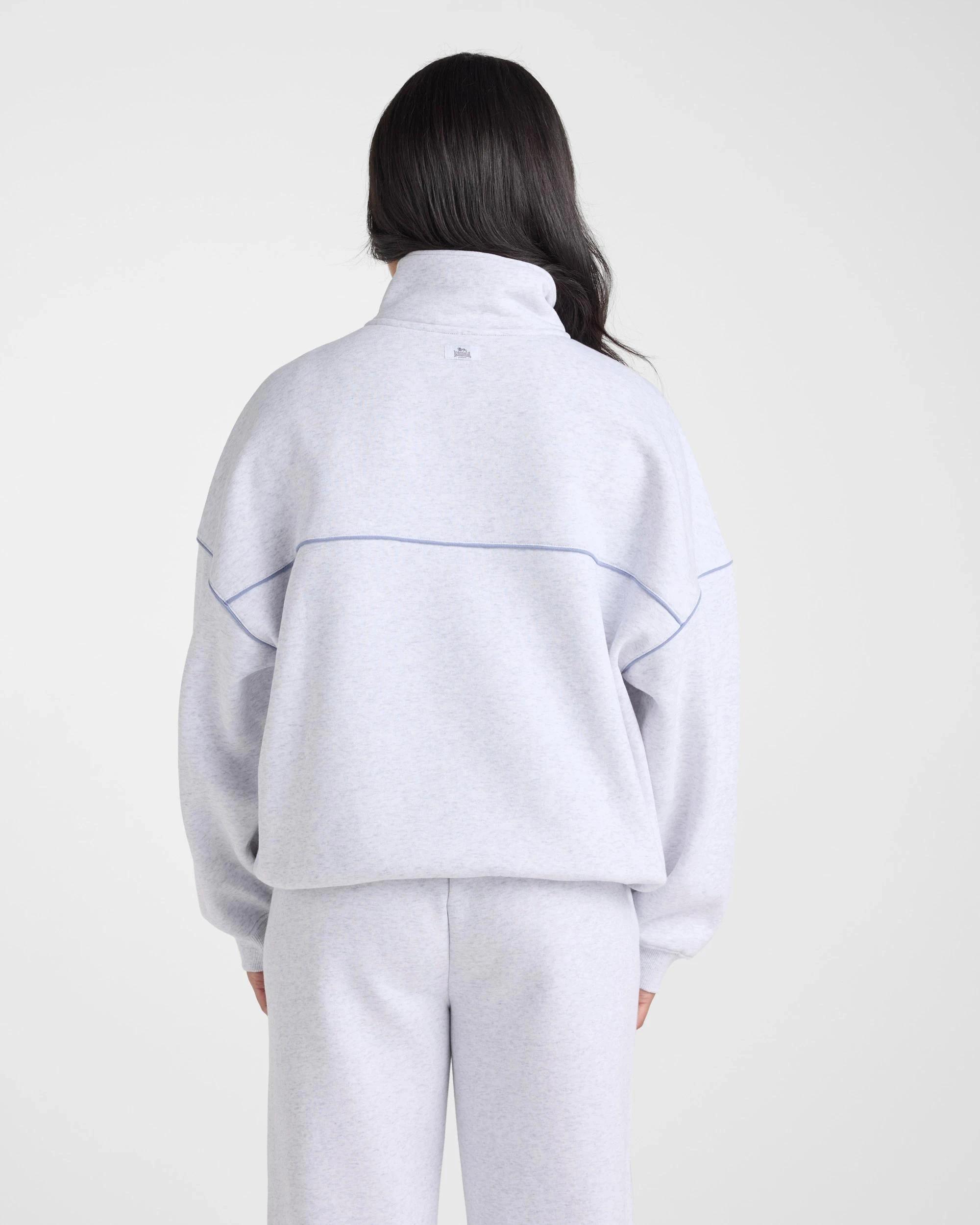 3 Lonsdale London 1/4 Zip Sweat ‑ Dusty Pink WHITE MARLE, 3 of 6