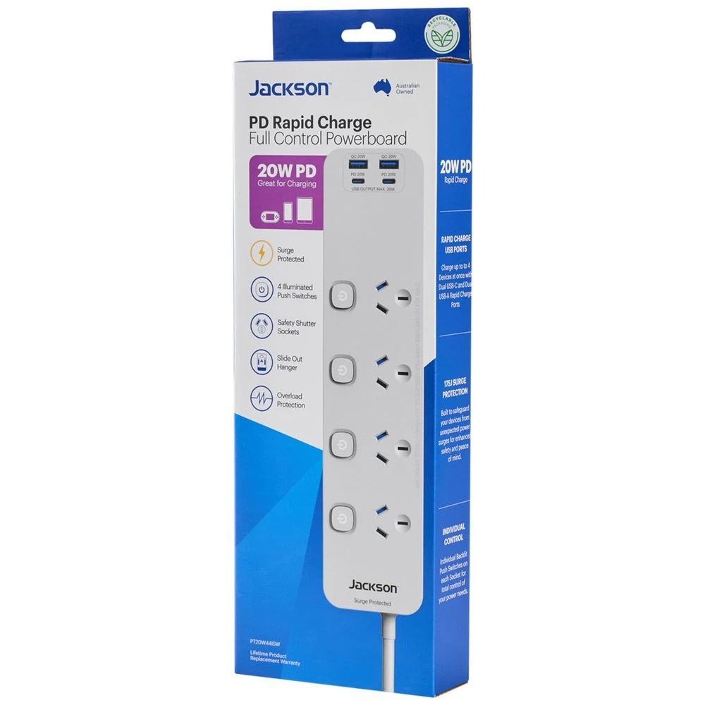 5 Jackson Rapid Charge PD20W USB-C Switched 4 Plug Powerboard, 5 of 5