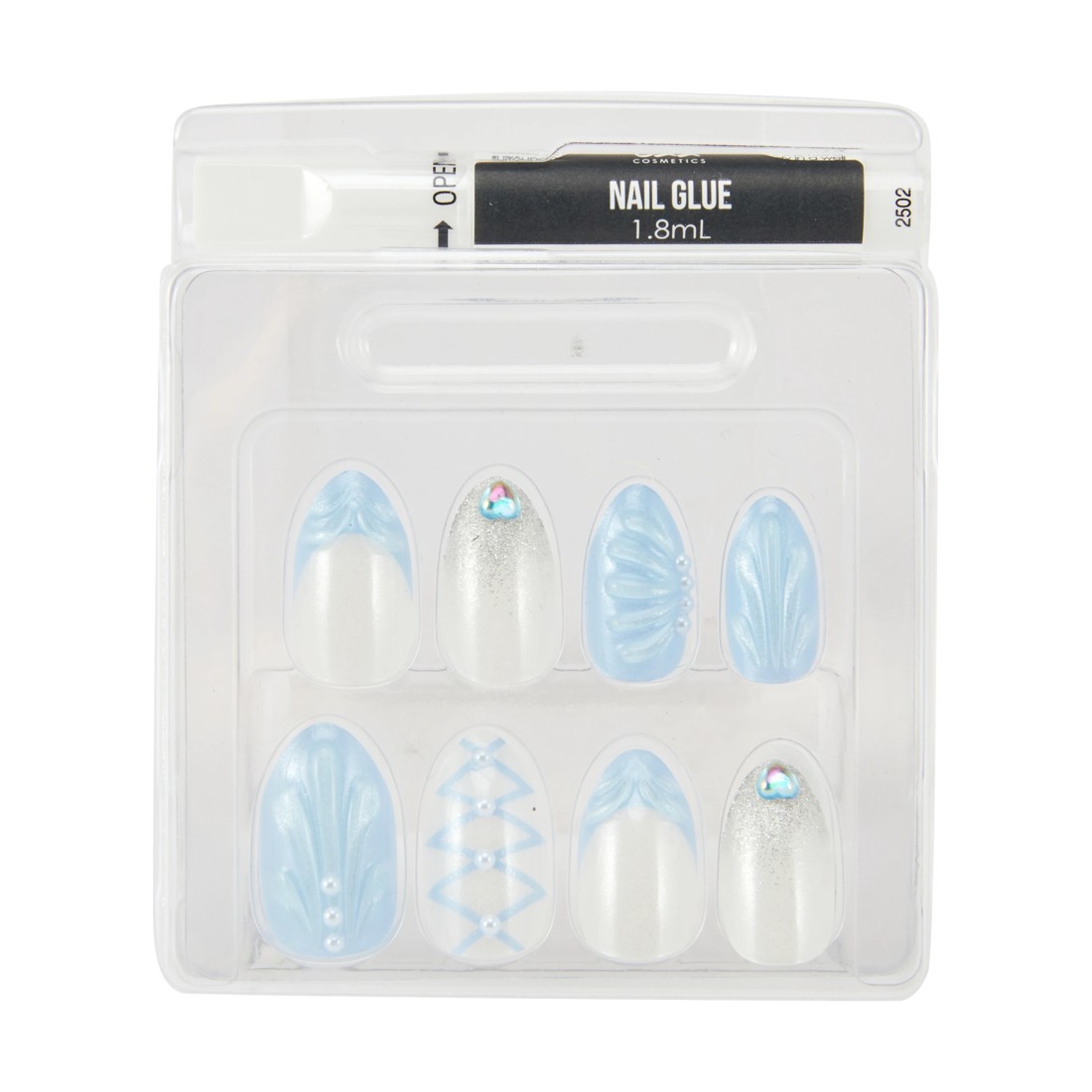 3 OXX Cosmetics 24 Pack Artificial Nails with Adhesive - Almond Shape, Mermaid, 3 of 4