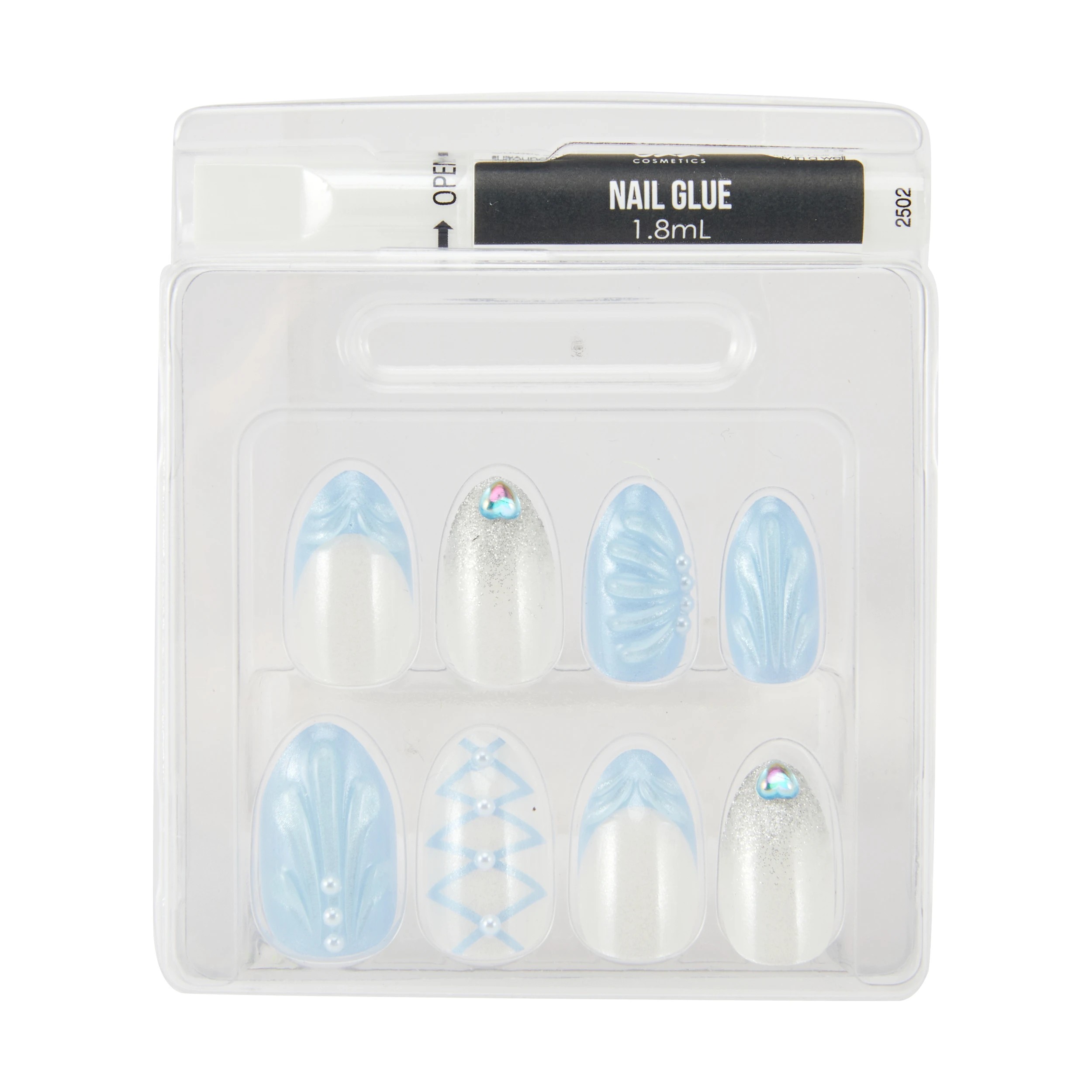 3 OXX Cosmetics 24 Pack Artificial Nails with Adhesive - Almond Shape, Mermaid, 3 of 4