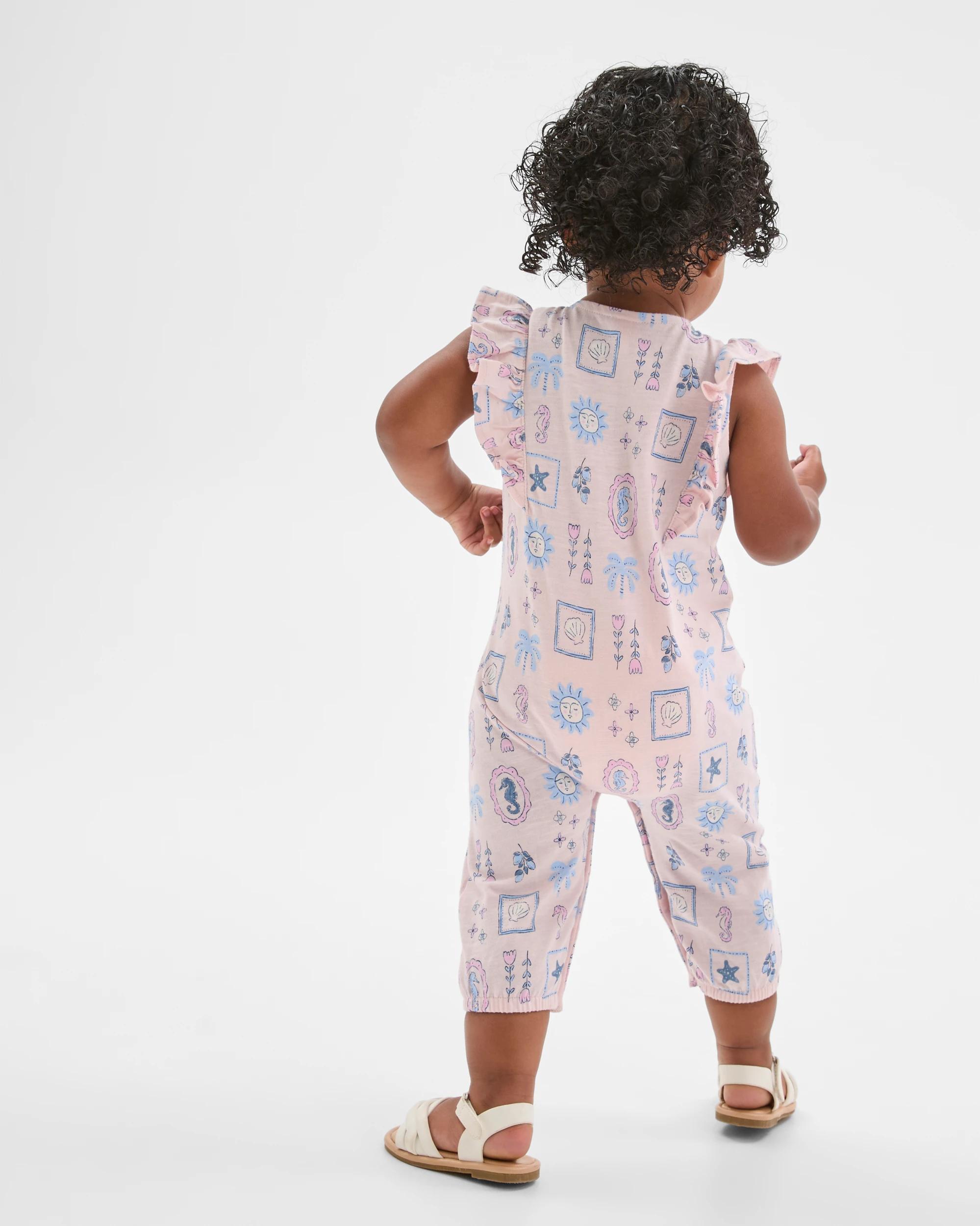 3 Target Baby Baby Girls Organic Cotton Jersey Print Jumpsuit PINK, 3 of 5