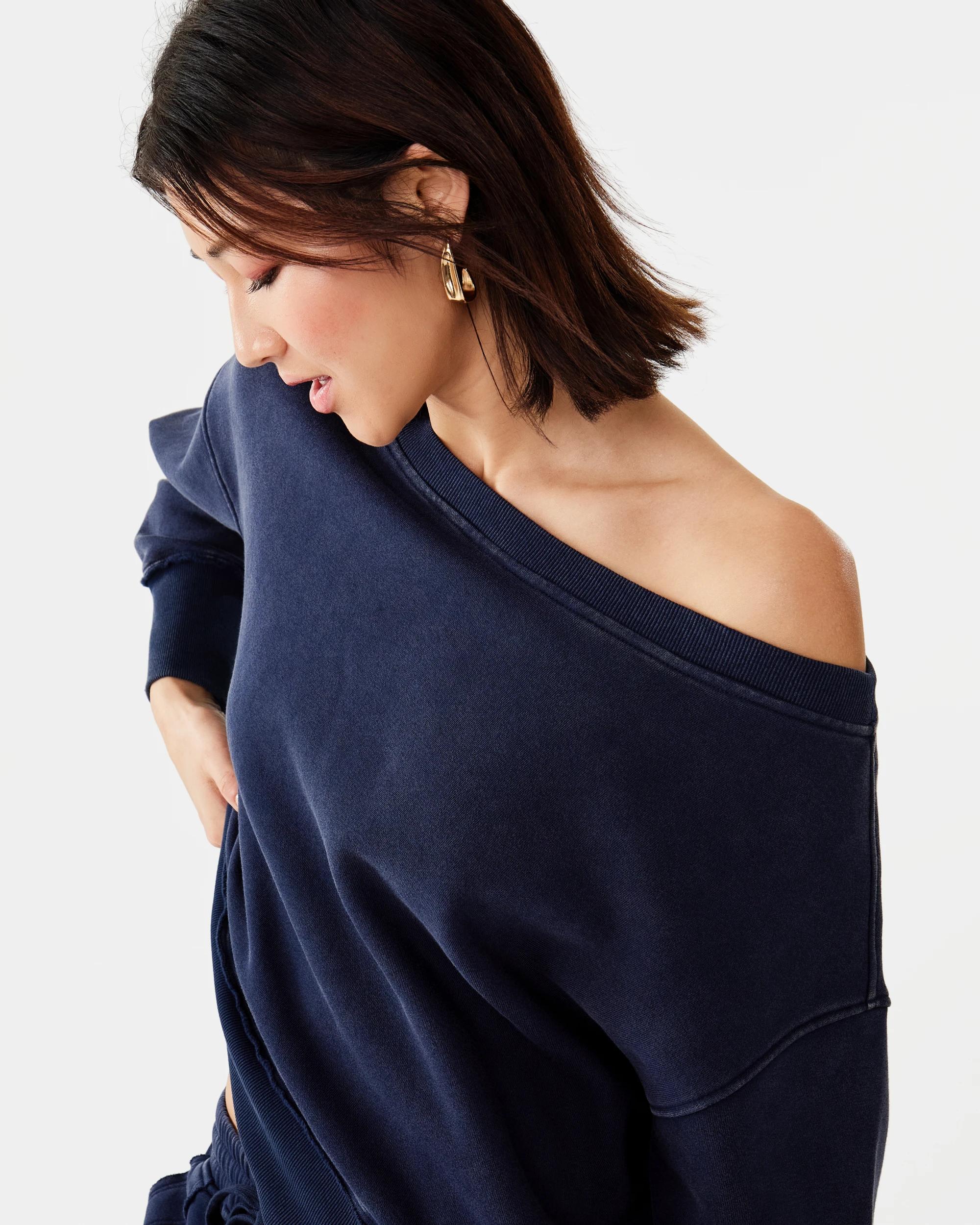 5 Off The Shoulder Sweatshirt Blu Pcoat, 5 of 8