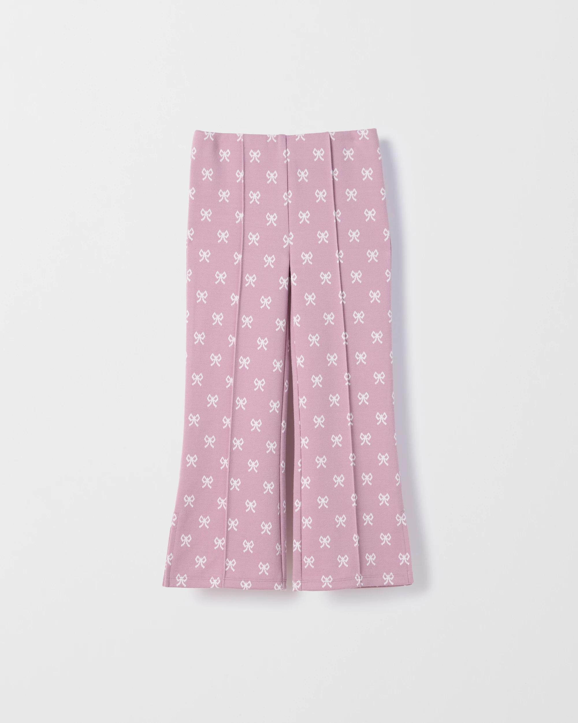 1 Target Kids Ponte Flare Leggings PURPLE BOW, 1 of 2